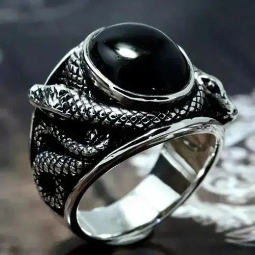 Other Punk Black Gem Stone Ring Size 7 8 9 10 Size ONE SIZE - 3 Thumbnail