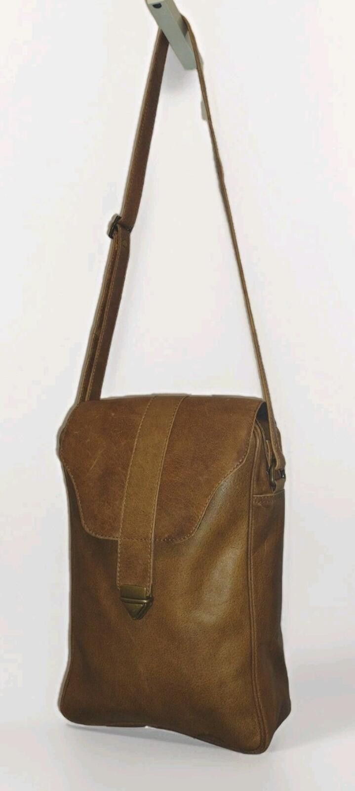 The Unbranded Brand VTG Leather Document Satchel Bag Push Lock Adjustable Strap Size ONE SIZE - 2 Thumbnail