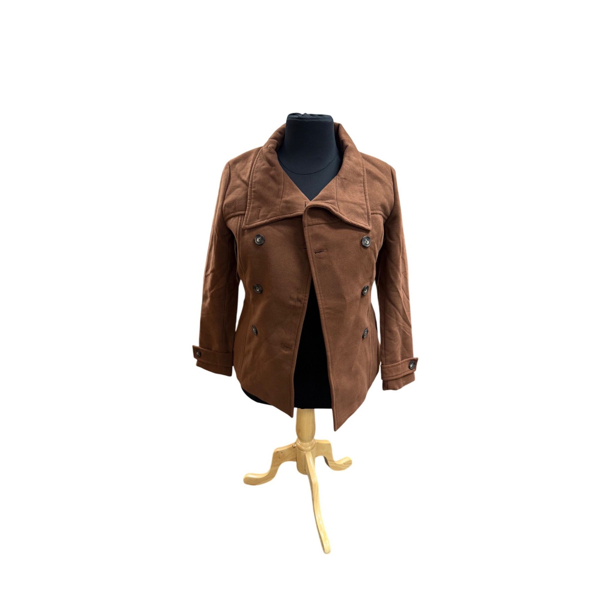 Other Brown Double-Breasted Peacoat With Wide Collar Medium Size XXL / US 16-18 / IT 52-54 - 3 Thumbnail