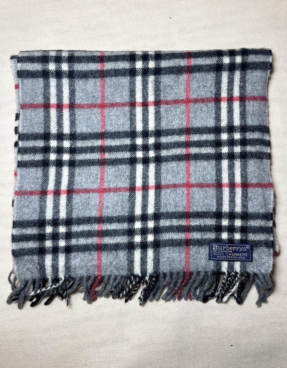 Burberry London cashmere tartan gray scarf