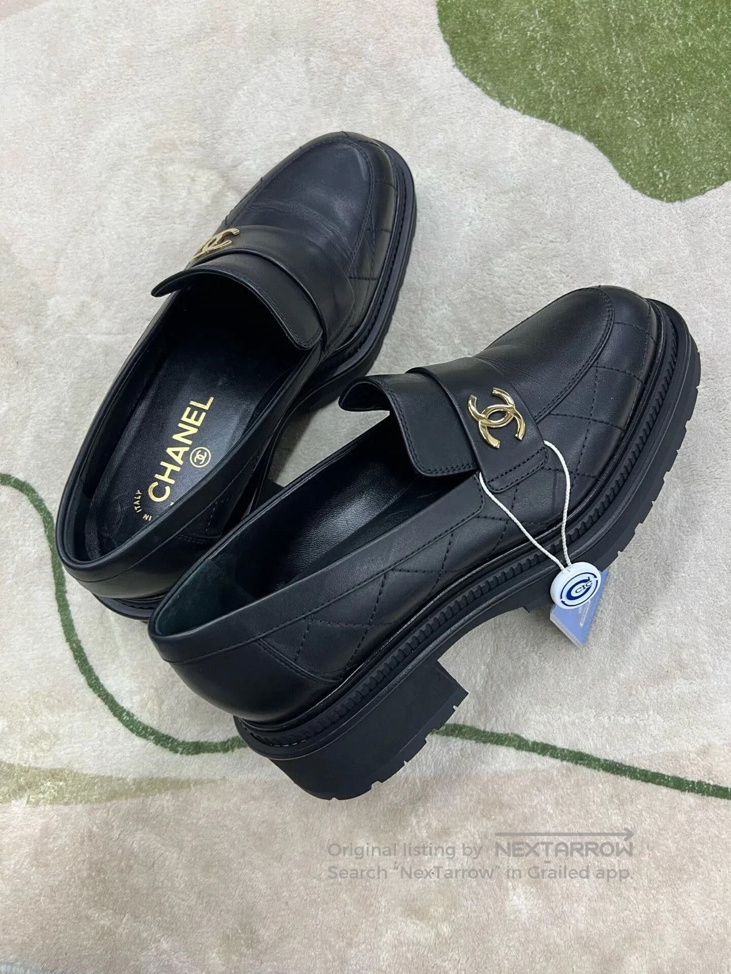 Chanel Chanel Black Quilted Platform Loafers. Size US 7.5 / IT 37.5 - 1 Thumbnail
