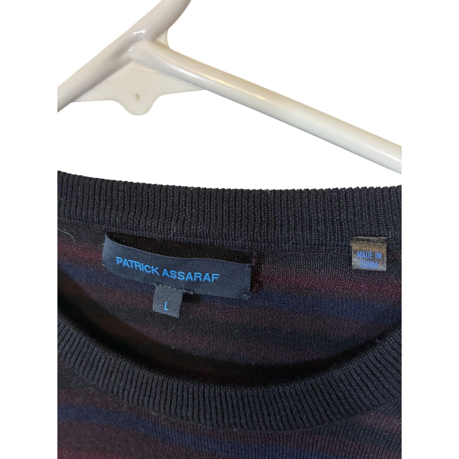 PATRICK ASSARAF Patrick Assaraf Striped Wool Crewneck Sweater Stripe Mens Size US L / EU 52-54 / 3 - 2 Thumbnail