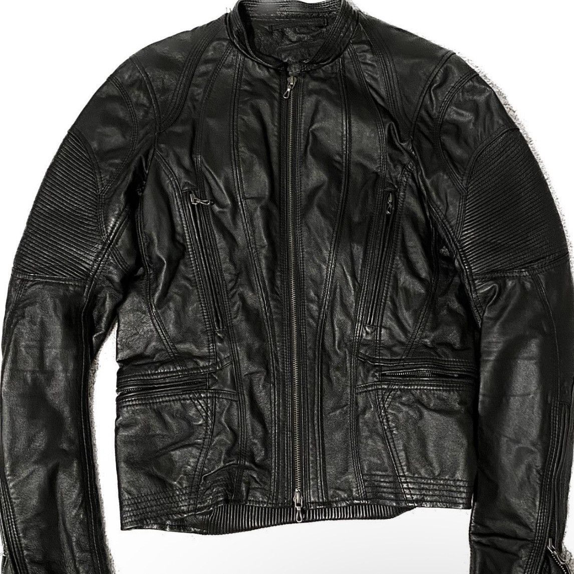 希少【goa/g.o.a】leather w raiders jjacket G.O.A Early 00s Goatskin Leather Bono Hooded Rider Jacket