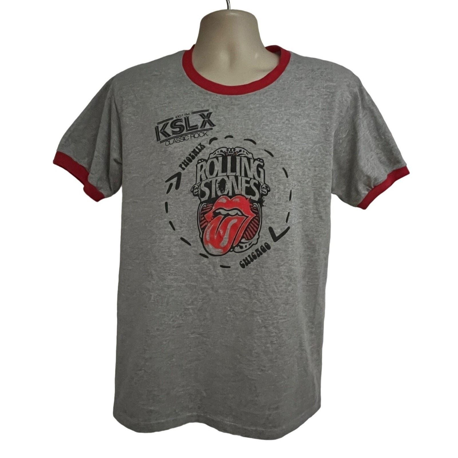 Gildan Rolling Stones Gray Graphic Ringer T-Shirt Medium 50/50 Size US M / EU 48-50 / 2 - 1 Thumbnail