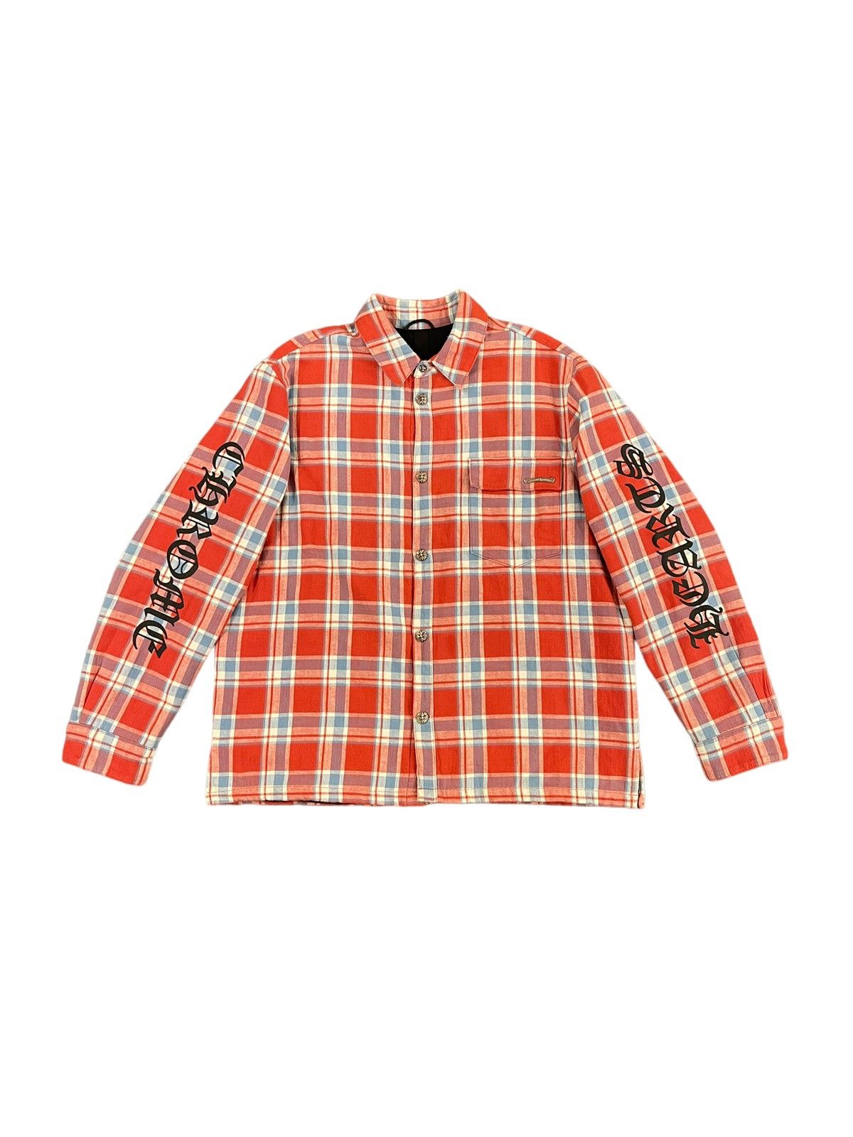 image of Chrome Hearts Blue & Red Padded Flannel Working Junkyard Work Dog, Men's (Size XL)
