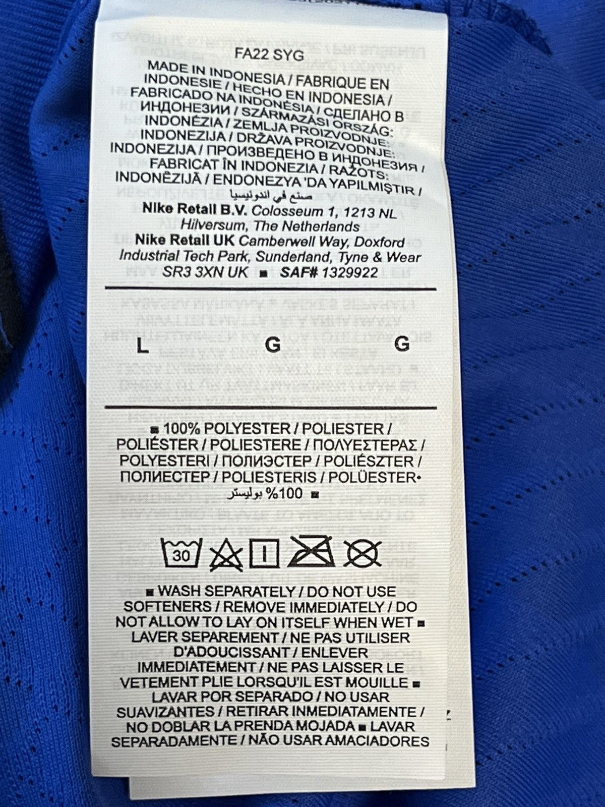 Nike AUTHENTIC Inter Milan 2022 2023 home soccer kit jersey Size US L / EU 52-54 / 3 - 15 Thumbnail
