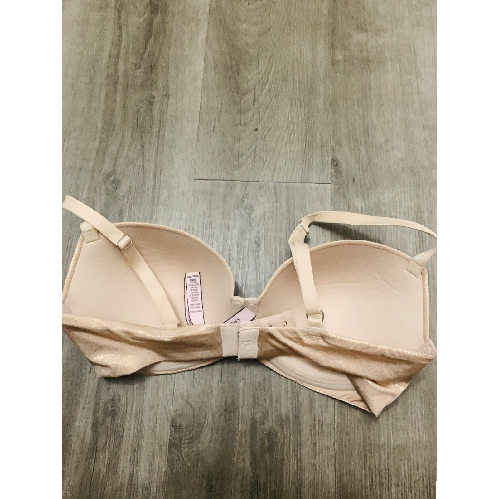 Victoria's Secret Victoria’s Secret Dream Angels Lined Demi Beige Bra 32DD Rhinestones Beige Pink Glitter Glow Womens DD Push Up Bra Size ONE SIZE - 4 Thumbnail