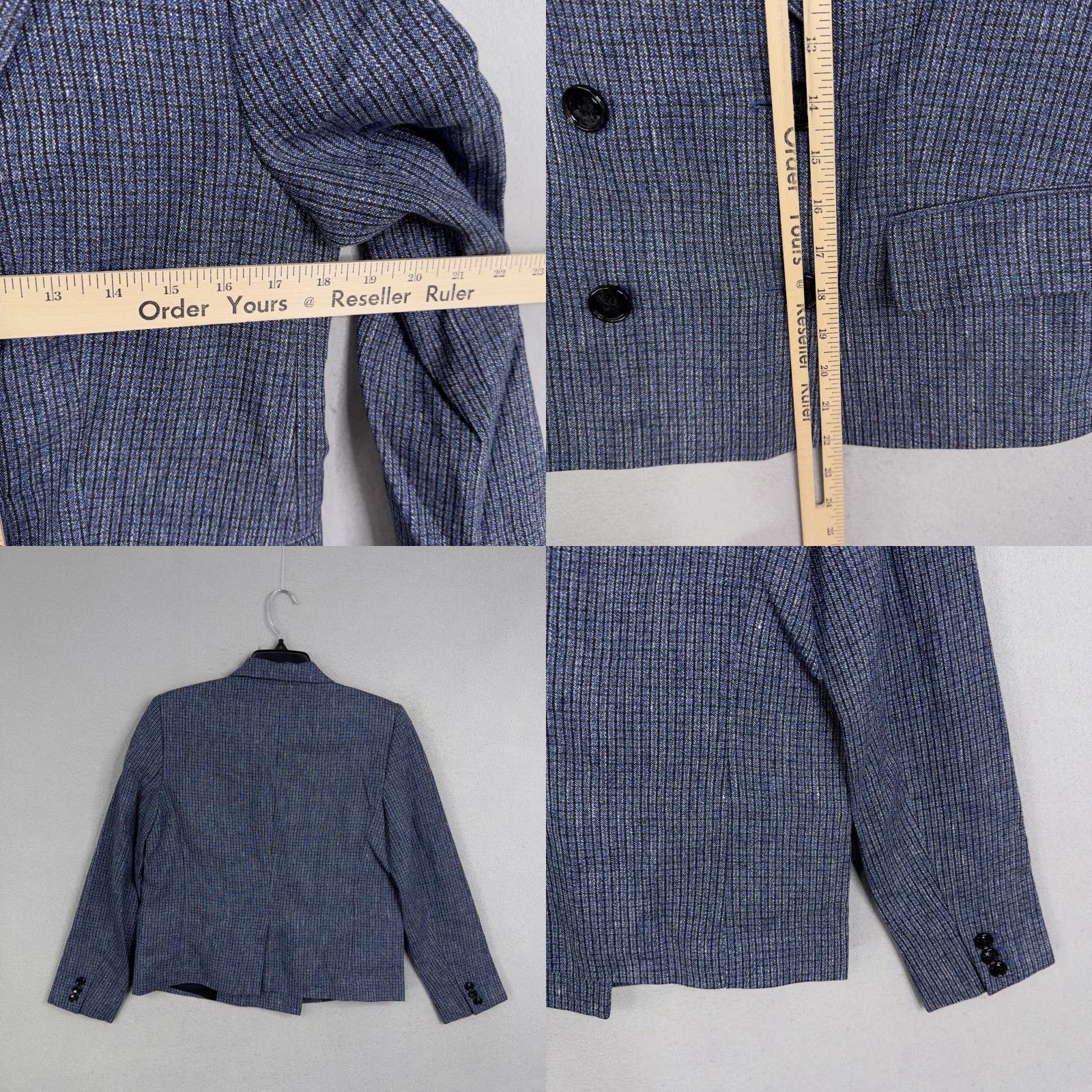 Vintage Boss Blazer Womens 4 Blue Check Double Breasted Short Jacket Tailored Workwear Blazer Women Medium? Size 27" / US 4 / IT 40 - 8 Thumbnail