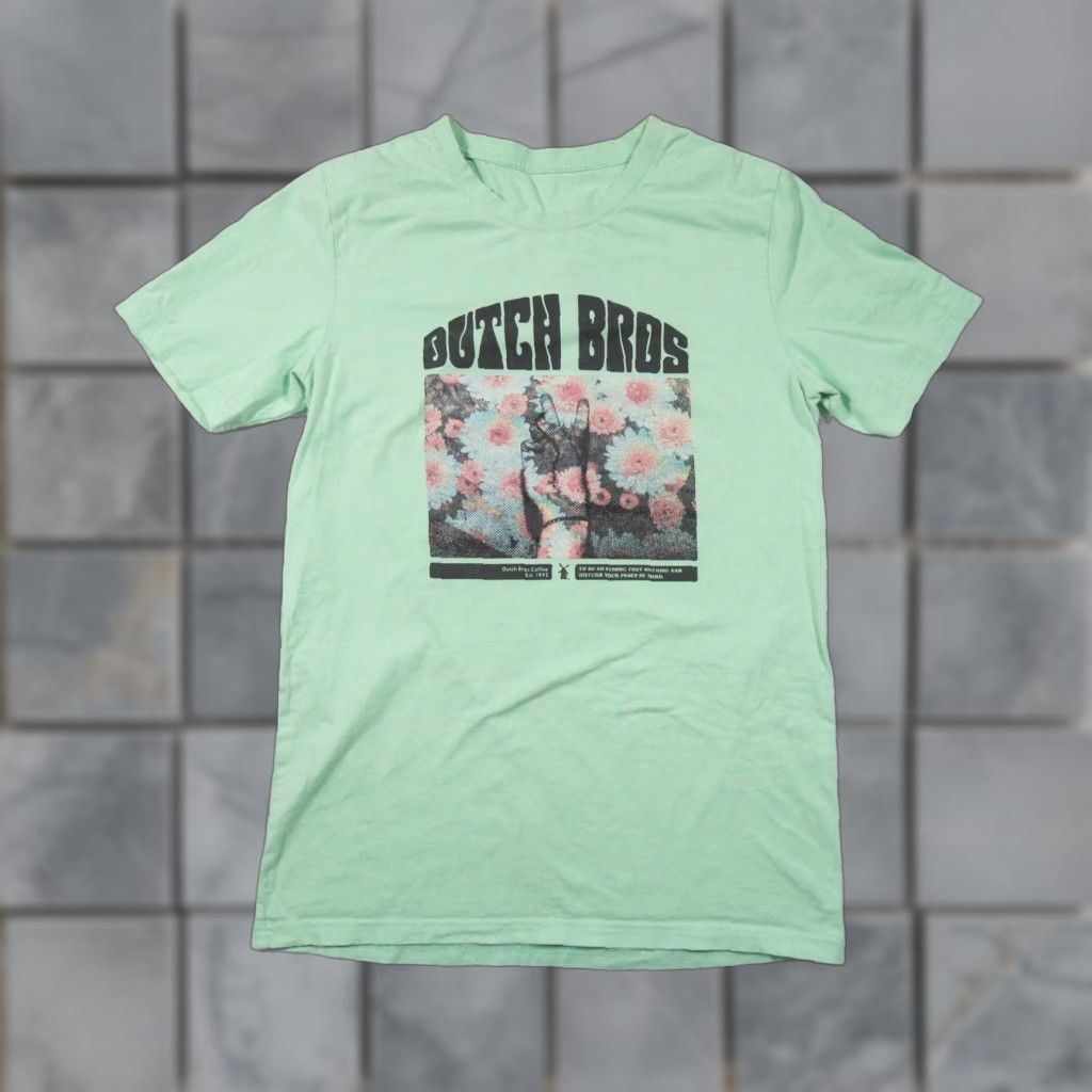 Vintage Dutch Bros Coffee Shirt Mens Medium Green Short Sleeve Graphic Tee Crewneck All Seasons Logo 90s? Size US M / EU 48-50 / 2 - 1 Thumbnail