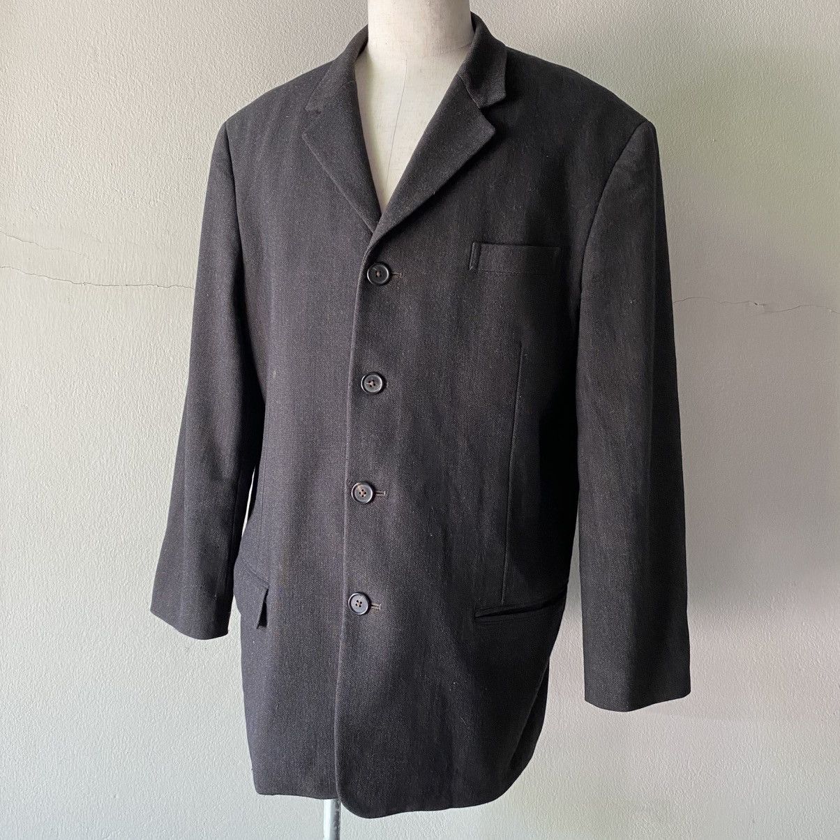 Y's × Yohji Yamamoto Y's for men YOHJI YAMAMOTO Dark Grey Wool Blazer Size 40R - 11 Thumbnail