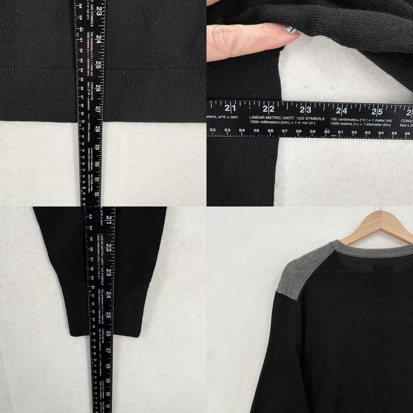 Van Heusen Van Heusen Mens Sweater Medium Black Merino Colorblock Crewneck Knit Pullover Size US M / EU 48-50 / 2 - 8 Thumbnail