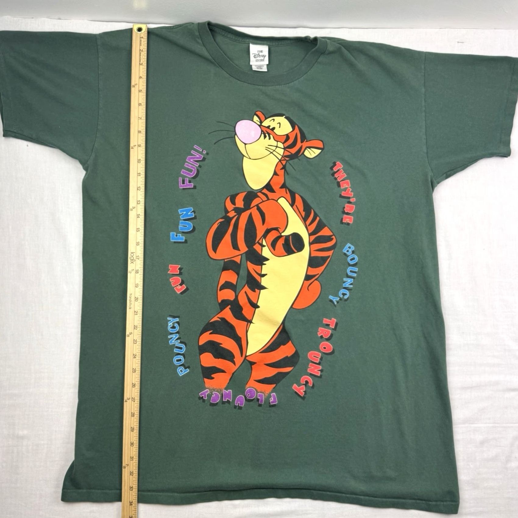 Disney VINTAGE Disney Store Tigger Sleep T Shirt Adult OSFA Disney World 90s Pooh Shirt Mens Green Cotton Short Sleeve Crew Neck 90s Cartoon Size US M / EU 48-50 / 2 - 6 Thumbnail