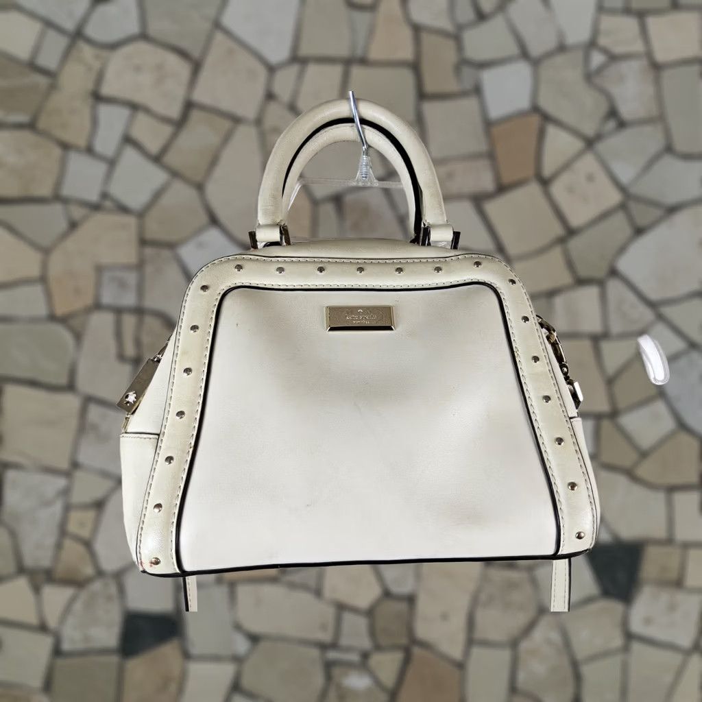 Vintage kate spade new york Satchel Crossbody Shoulder Handbag Purse Ivory Leather Double Handles Women Size ONE SIZE - 1 Thumbnail