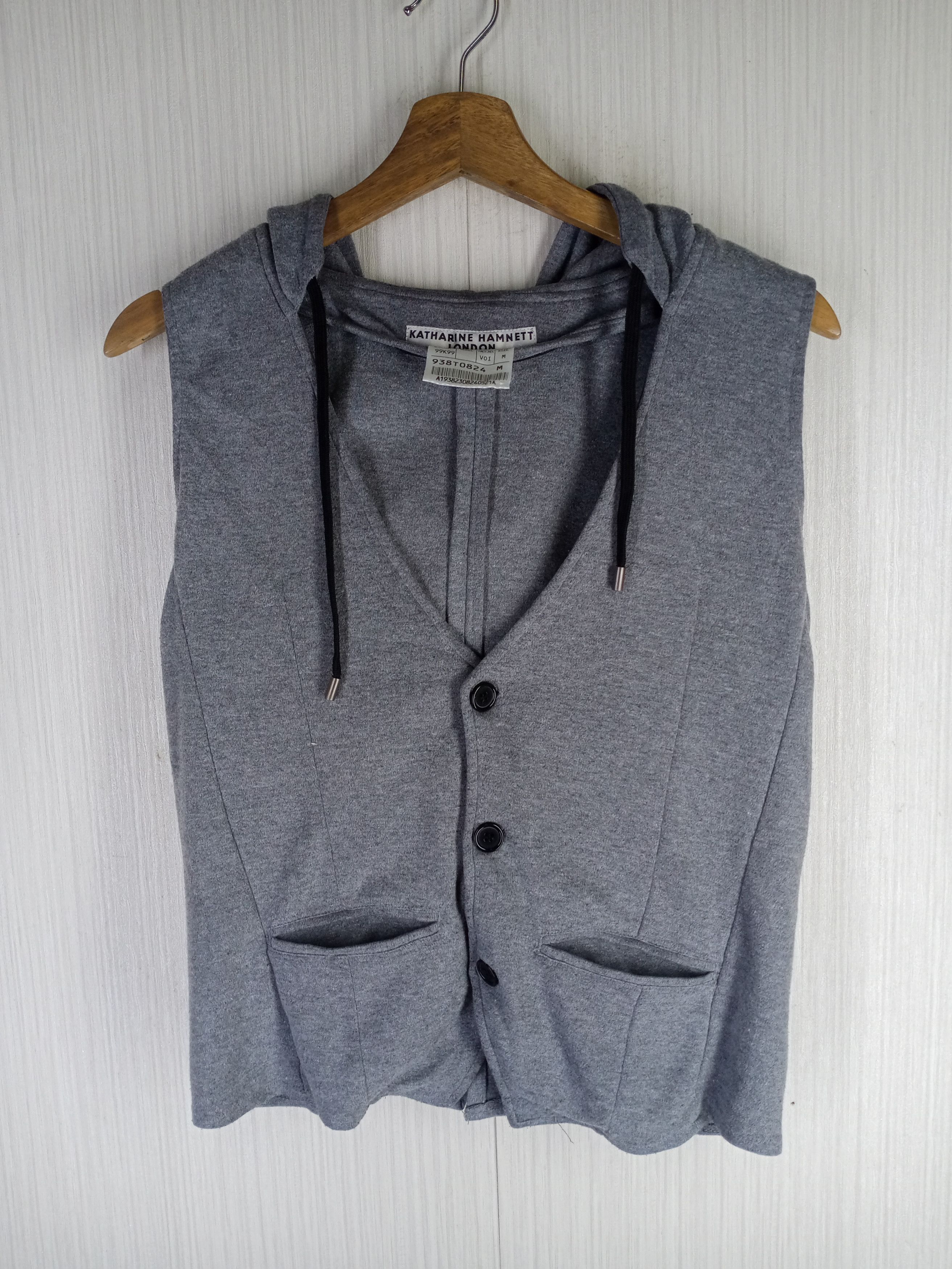 Katharine Hamnett London Rare Katharine Hamnett Cut & Sewn Sleeveless Hoodie Size M / US 6-8 / IT 42-44 - 1 Thumbnail