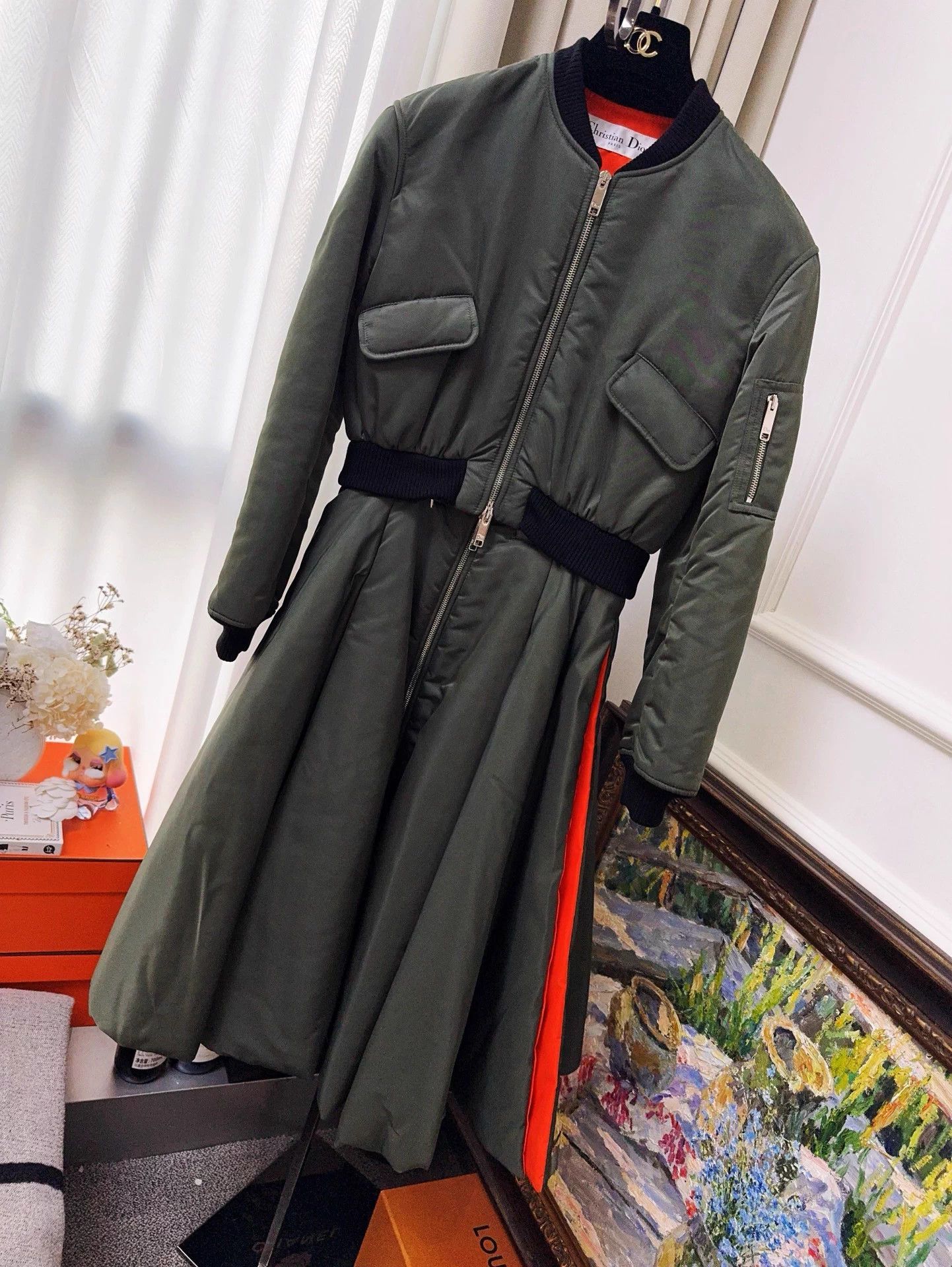 Dior Dior Military Green Color Blocked Baseball Long Coat Size S / US 4 / IT 40 - 1 Thumbnail