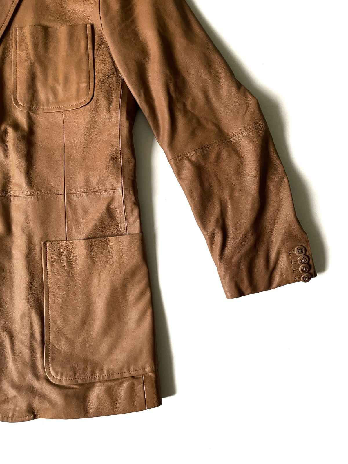 Leather Ecce Uomo Men Brown Goat Leather Blazer Size L Size 42R - 4 Thumbnail