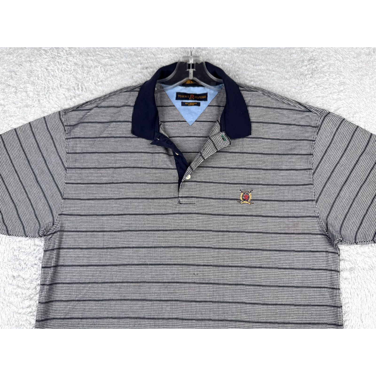 Tommy Hilfiger Tommy Hilfiger Polo Shirt Men L White Houndstooth 100% Cotton Regular Fit Size US L / EU 52-54 / 3 - 4 Thumbnail