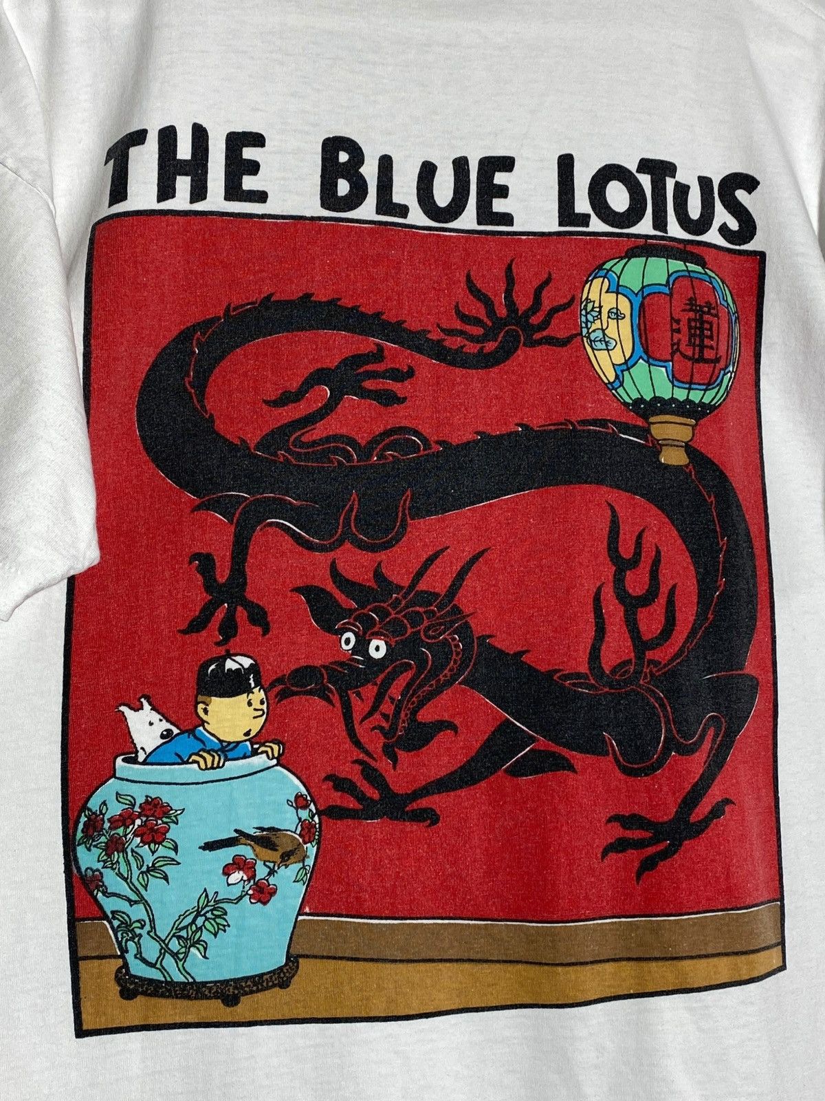 Cartoon Network 🔥 TINTIN BLUE LOTUS TEE VINTAGE 90S DRAGON CHINA VIBE Size US M / EU 48-50 / 2 - 3 Thumbnail