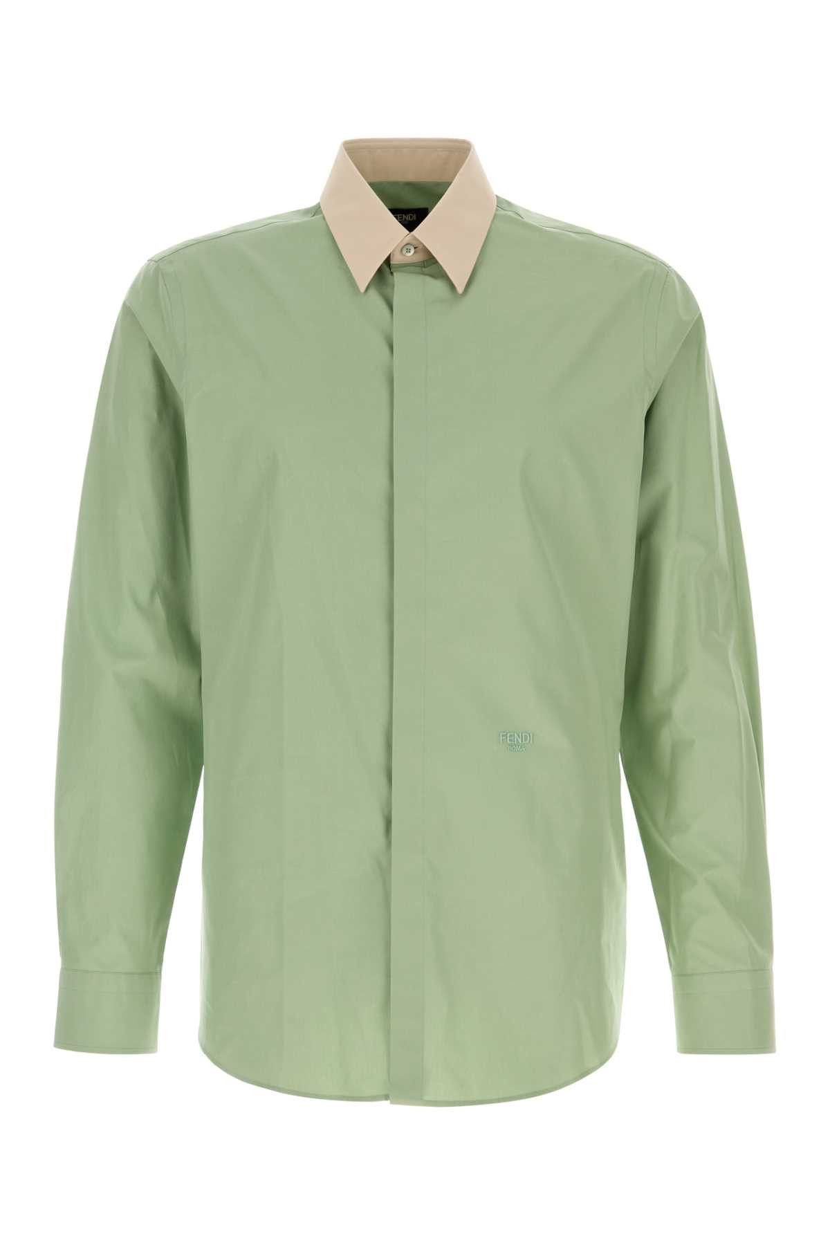 Fendi Pastel Green Poplin Shirt Size US L / EU 52-54 / 3 - 1 Thumbnail