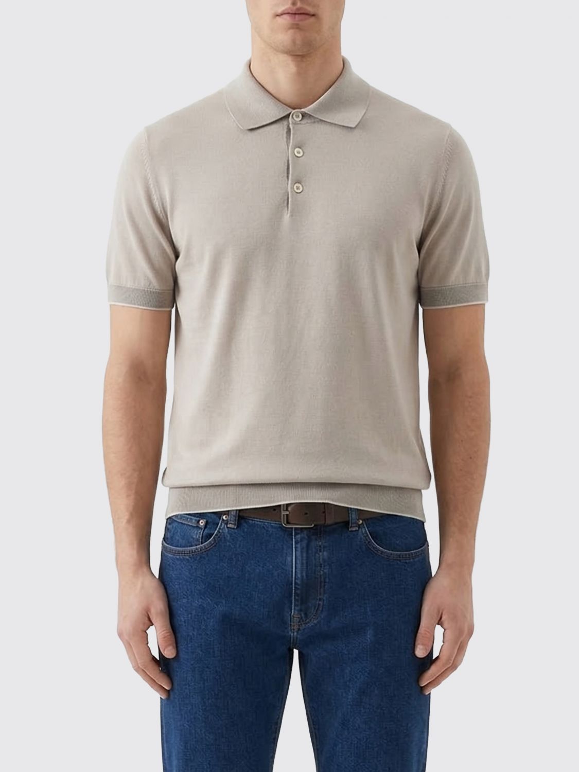 Brunello Cucinelli Brunello Cucinelli Polo Shirt Men Sand Size US M / EU 48-50 / 2 - 1 Thumbnail