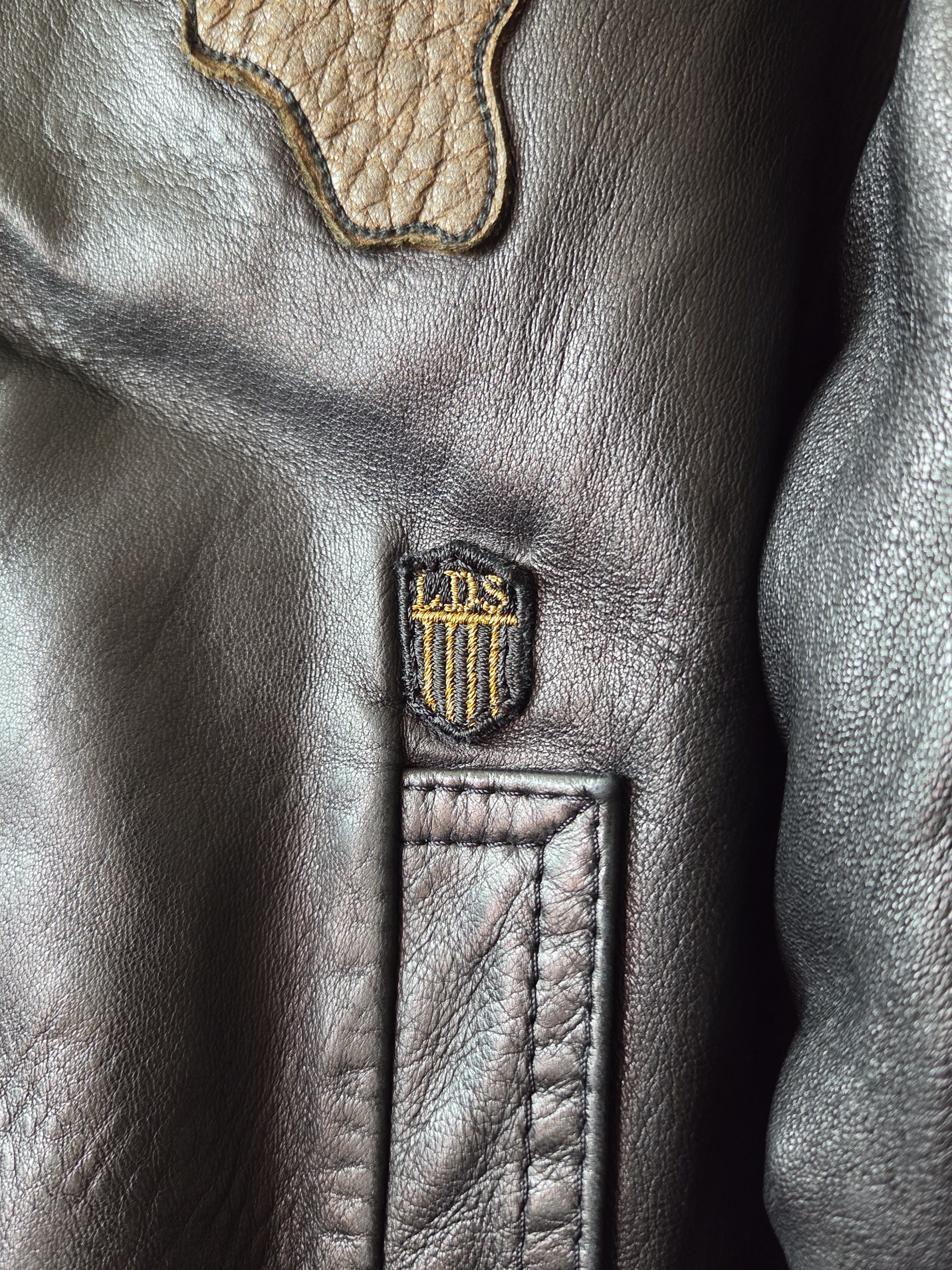 Other World Map Patch Lambskin Leather Jacket Size US L / EU 52-54 / 3 - 4 Thumbnail