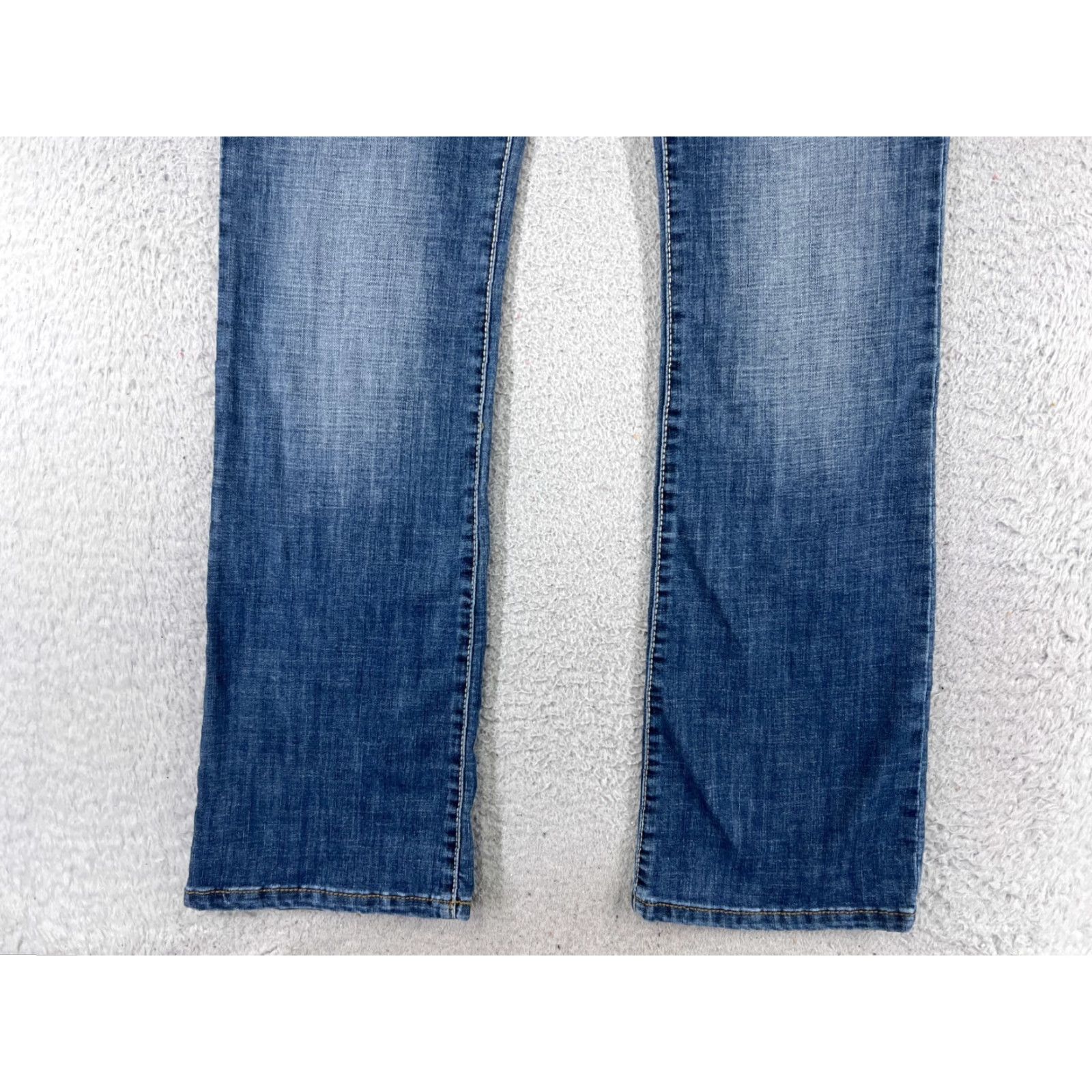 Lee Lee Jeans Women Bootcut Denim 28x32 Blue Mid Rise 8 Regular 5-Pocket Zipper Distressed Cotton Blend Cowboy Southwestern Designer N/A Size 30" / US 8 / IT 44 - 2 Thumbnail