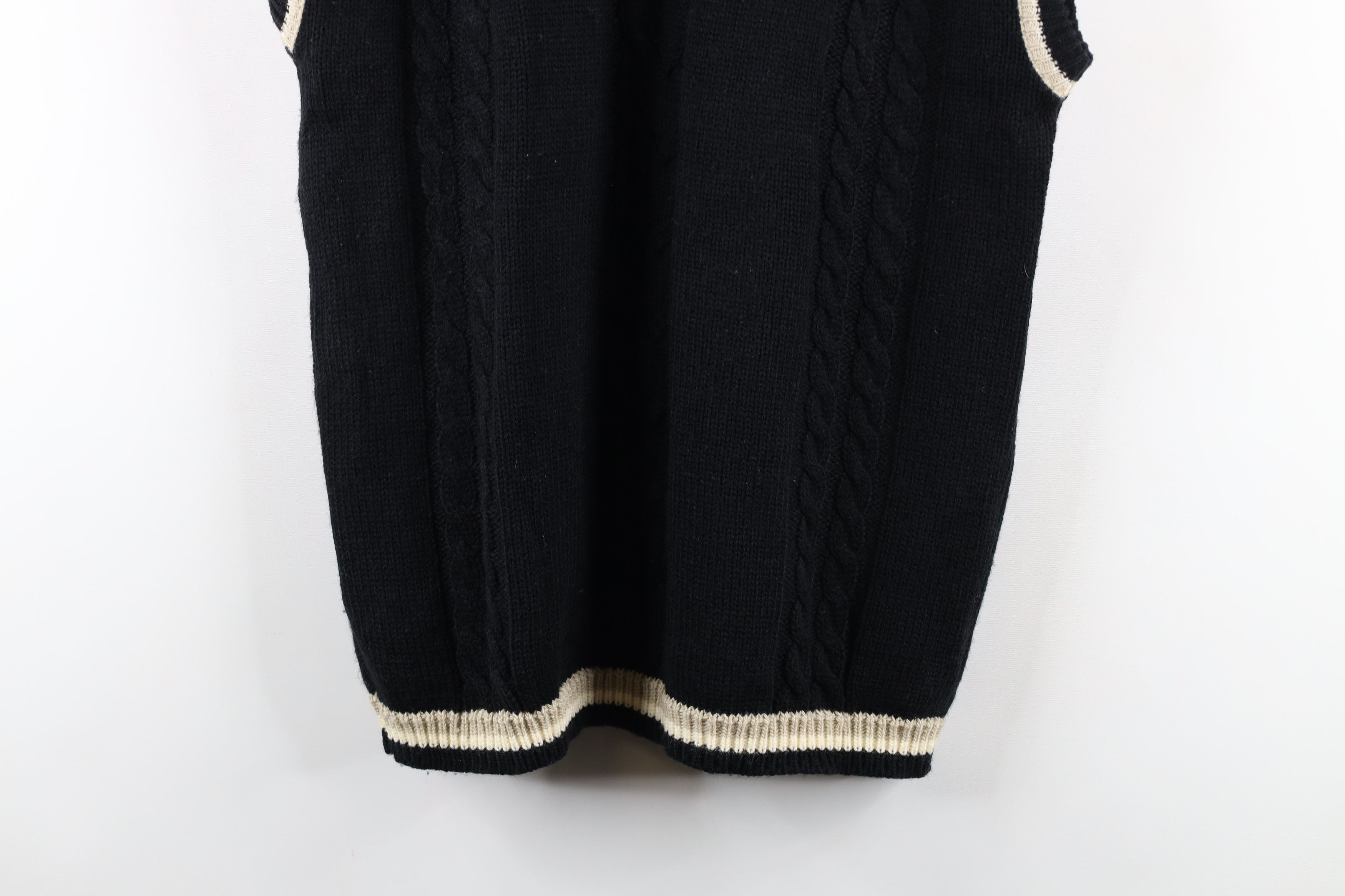 Vintage Vintage 90s Streetwear Cable Knit Sweater Vest Black USA Size ONE SIZE - 3 Thumbnail