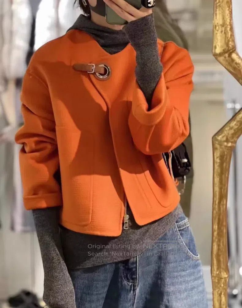 Hermes Hermes Orange Women's Short Coat Size XS / US 0-2 / IT 36-38 - 1 Thumbnail