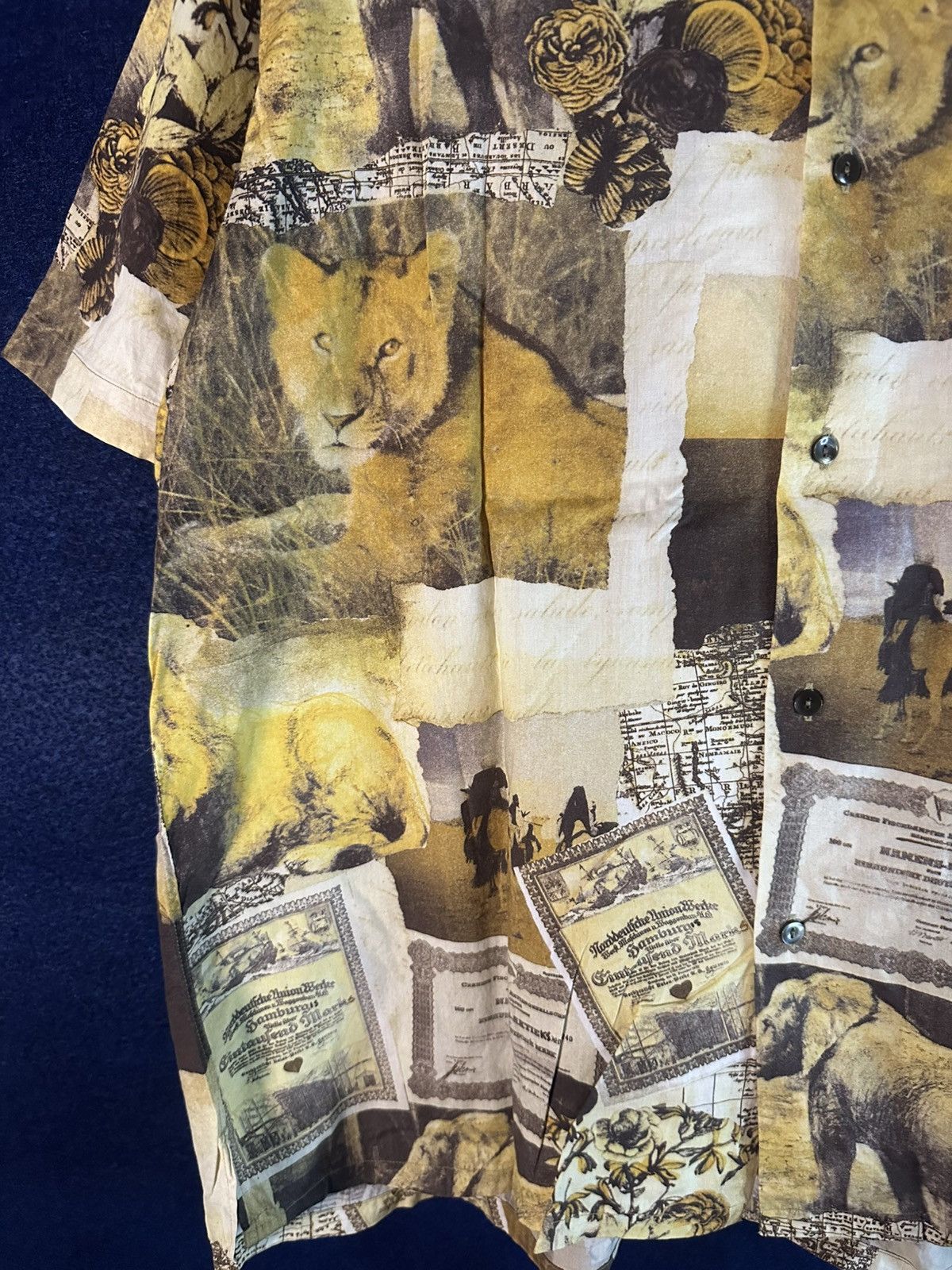 GOA Crazy Rare!!! Vintage 90s Dunlop Safari AOP Shirt GOA style Size US L / EU 52-54 / 3 - 4 Thumbnail