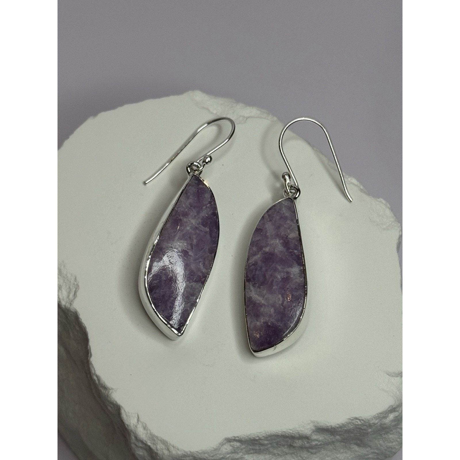 Jewelry 925 STERLING SILVER LEPIDOLITE EARRINGS LENGTH 2 INCH Size ONE SIZE - 11 Thumbnail
