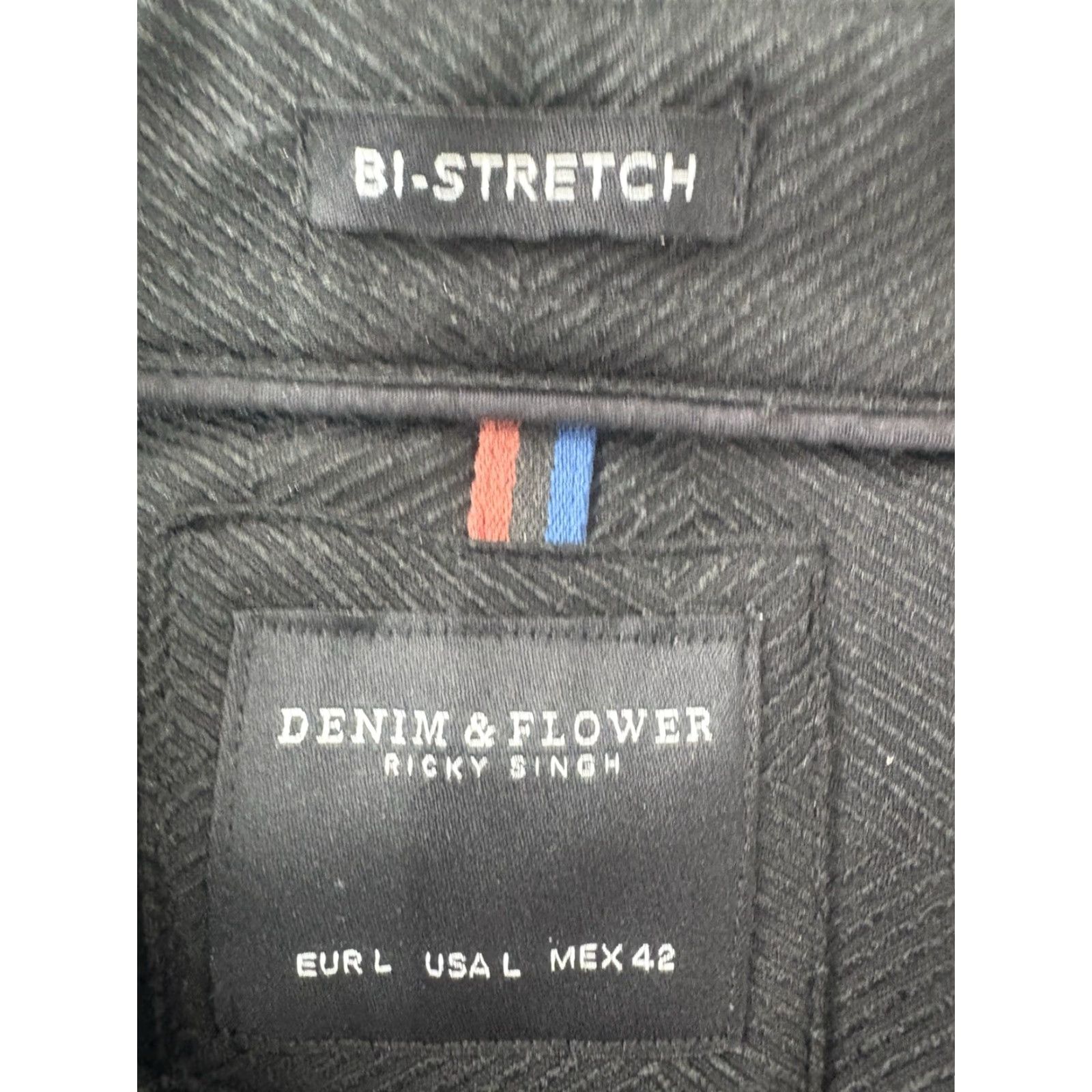Denime Denim & Flower Ricky Singh Shirt Men’s L Black Button-Up Woven Textured Long Sleeve Solid Size US L / EU 52-54 / 3 - 7 Thumbnail