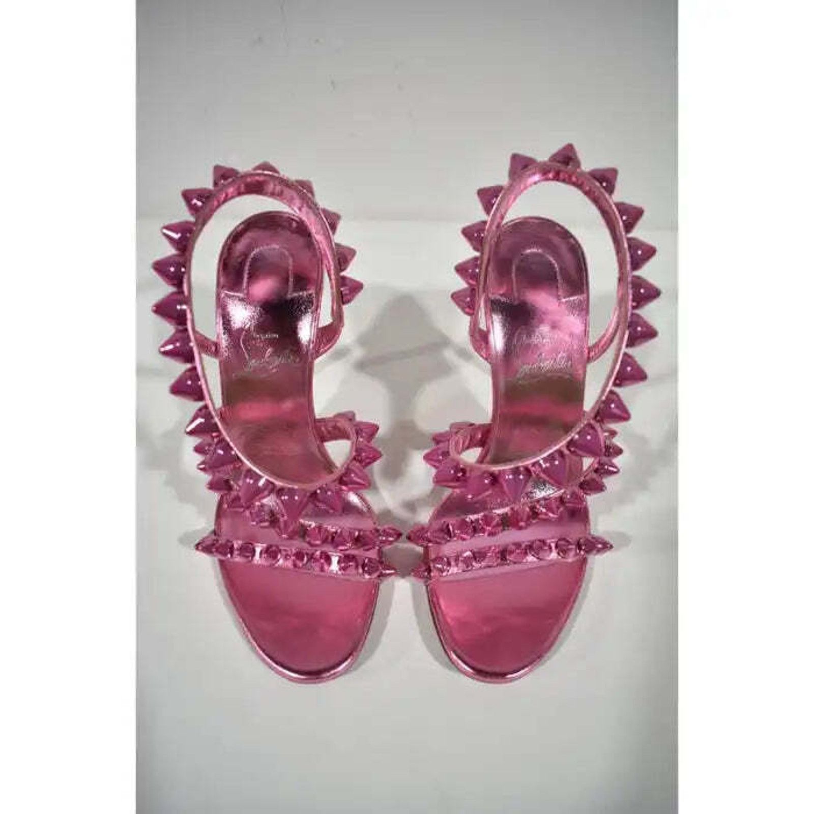 Christian Louboutin Spikita Strap 100 Confettis Pink Strappy Sandal Heel Pump 36 Size US 6 / IT 36 - 7 Thumbnail