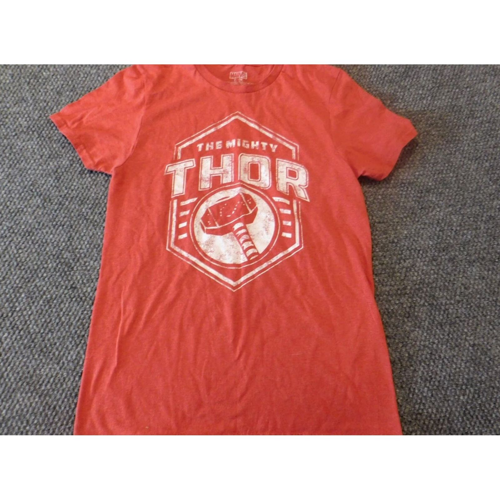 Vintage Marvel Thor Mens Shirt S Red Short Sleeve Crew Neck Cotton Blend T-Shirt Logo Graphic Hole on Back Right Sleeve Vintage? No Size US S / EU 44-46 / 1 - 2 Thumbnail
