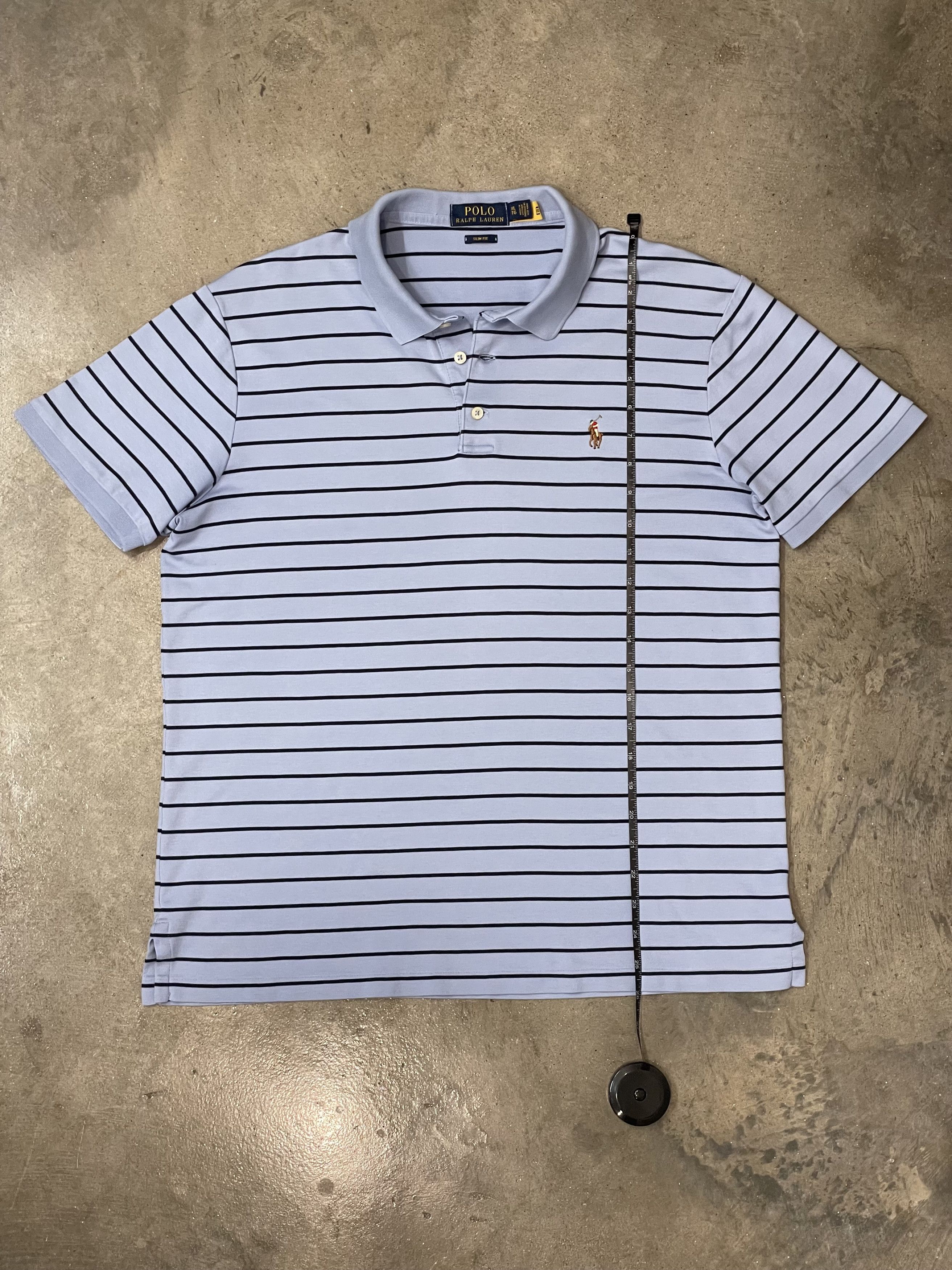 Polo Ralph Lauren Polo Ralph Lauren Slim Fit Blue Striped Polo Large Size US XL / EU 56 / 4 - 7 Thumbnail