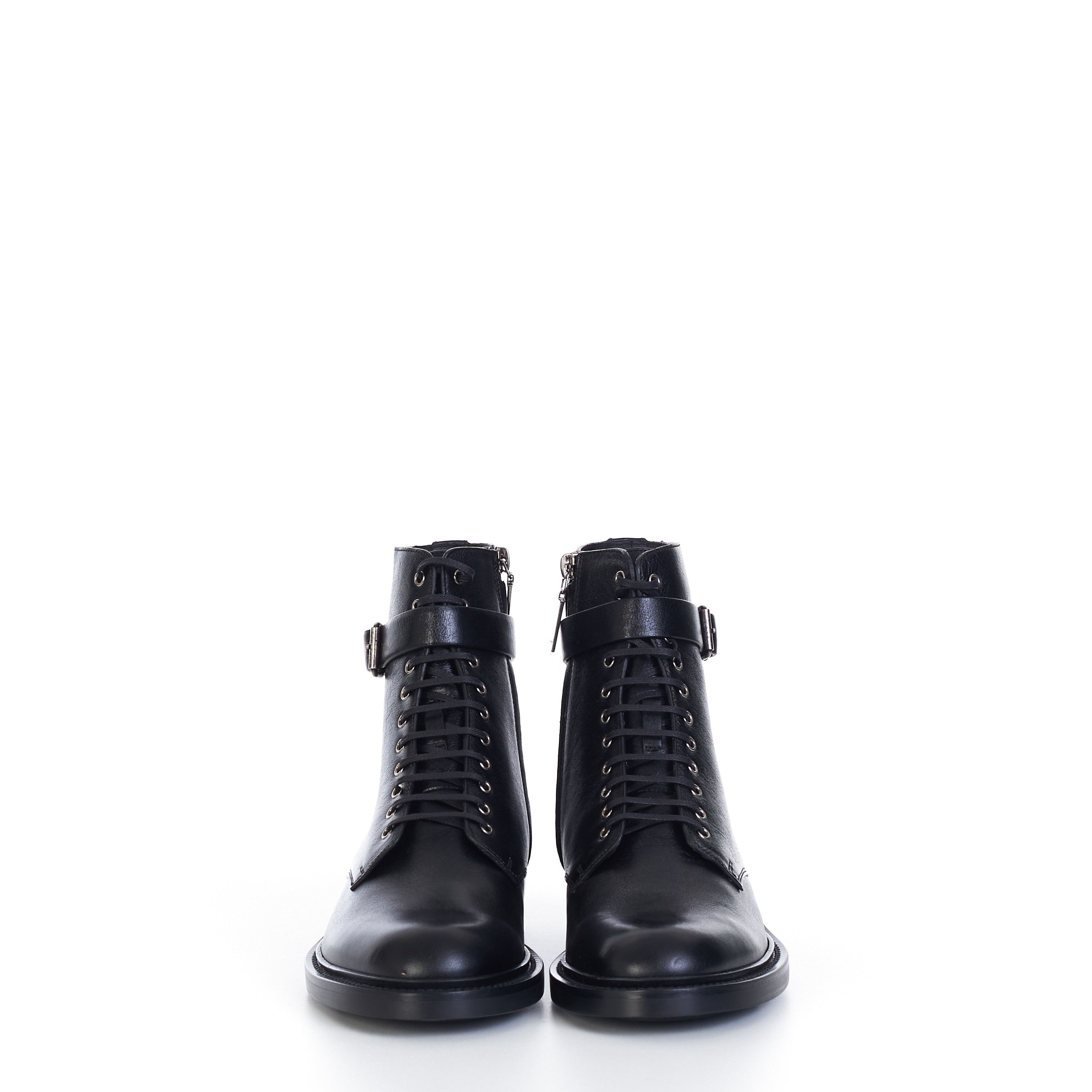 Saint Laurent Paris Black Zipped Ankle Army Boots In Smooth Leather Size US 8 / EU 41 - 3 Thumbnail