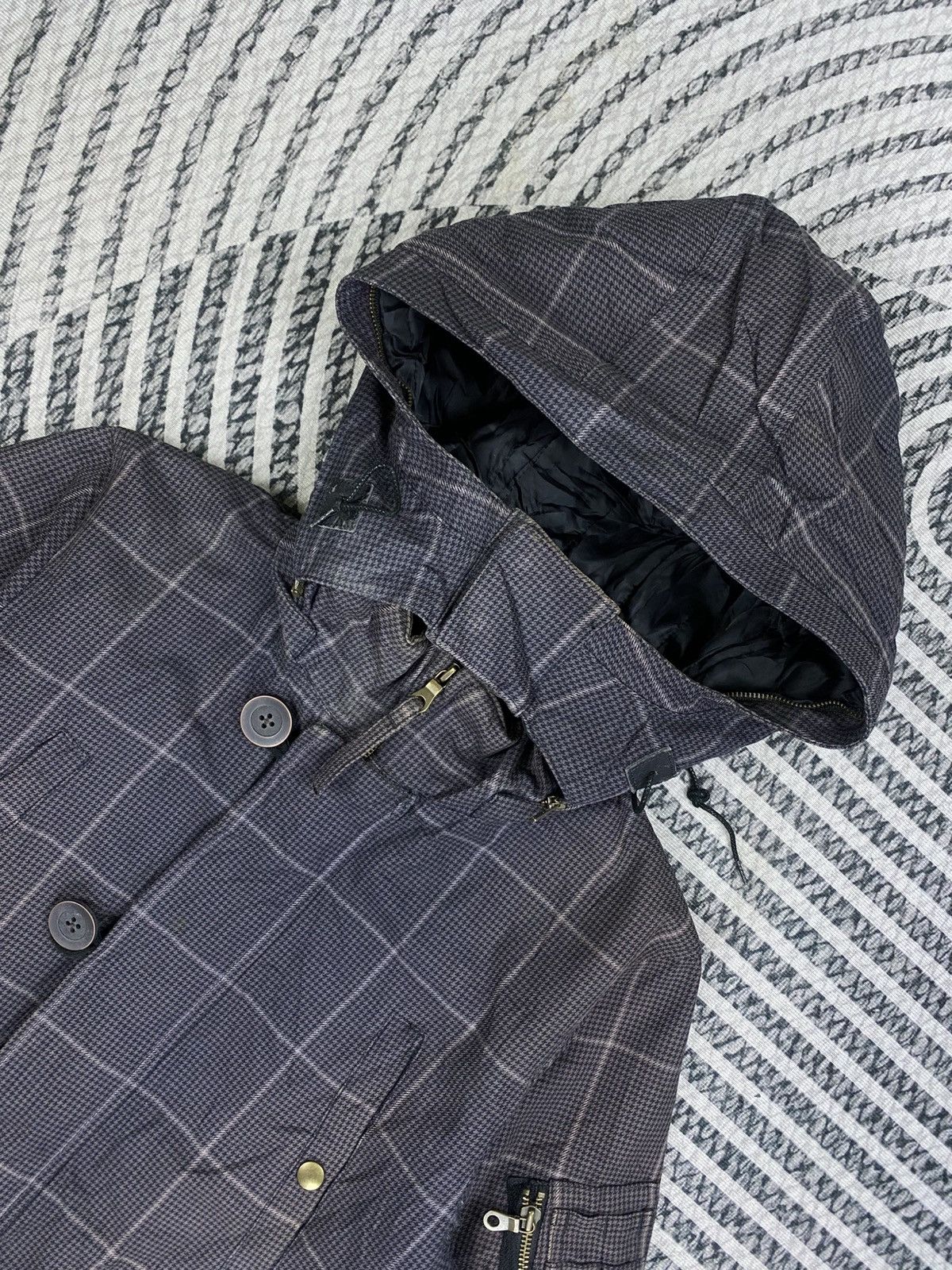 Boycott Vintage Boycott Grey Plaid Fullzip Hooded Jacket Size US M / EU 48-50 / 2 - 7 Thumbnail