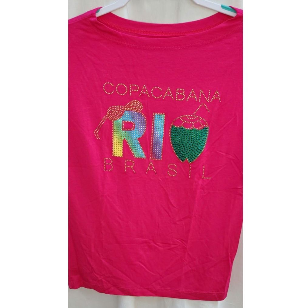 Handmade Copacabana Rio Brazil Hot Pink Short Sleeve shirt size large Size L / US 10 / IT 46 - 2 Thumbnail