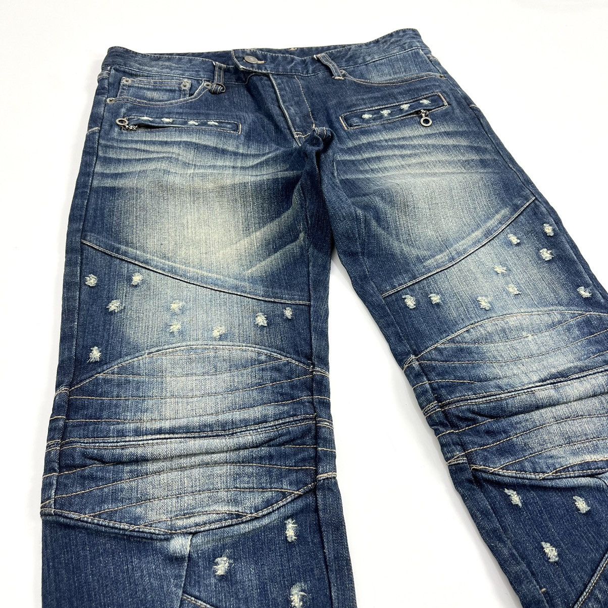 Hysteric Glamour × Japanese Brand × PPFM 2000s PPFM Bikers Multi Zipper Distressed Denim Jeans Size US 34 / EU 50 - 5 Thumbnail