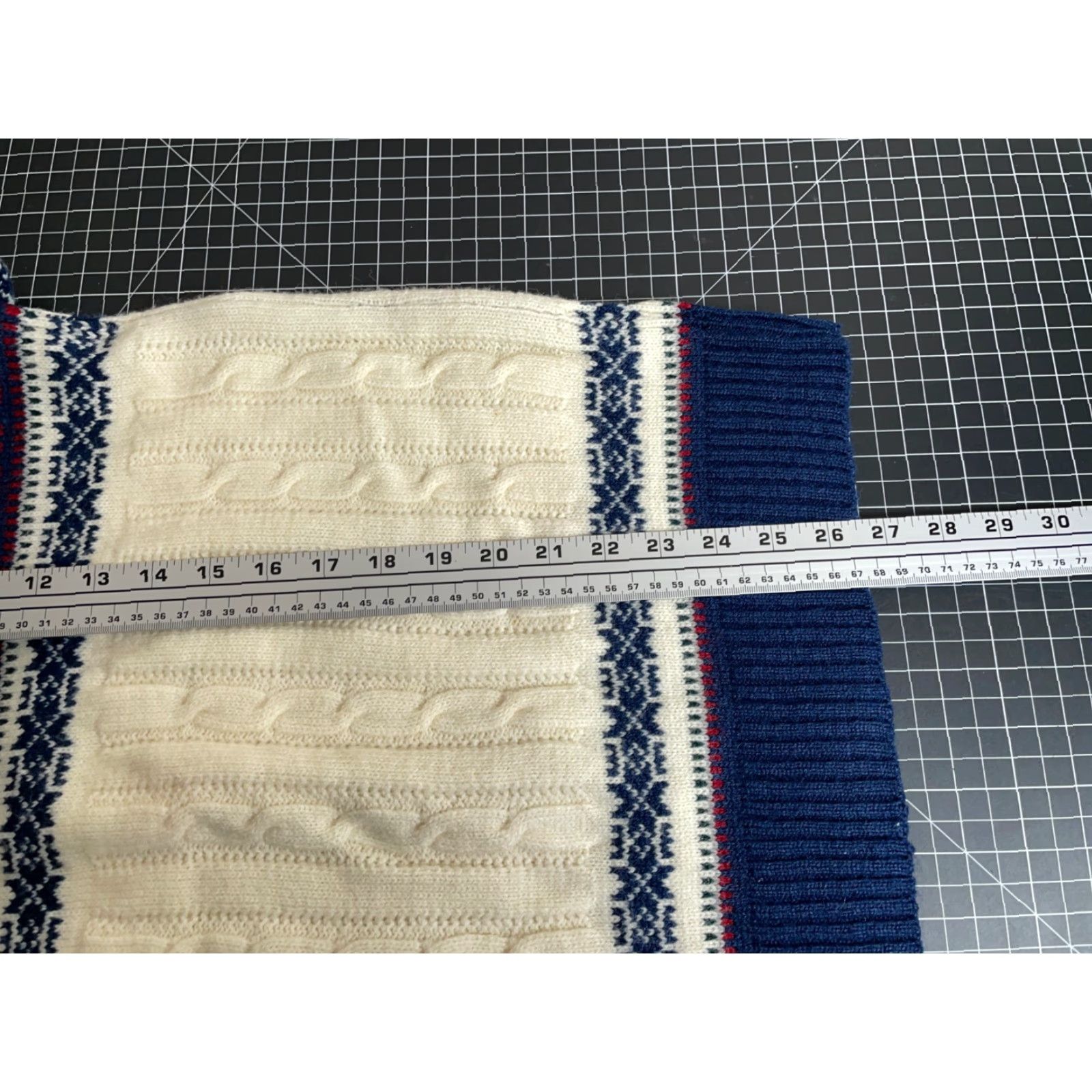 Jantzen VINTAGE 60s Jantzen Reindeer Cable Knit Sweater Men's Medium Winter Ivory Blue Retro Ski Size US M / EU 48-50 / 2 - 6 Thumbnail
