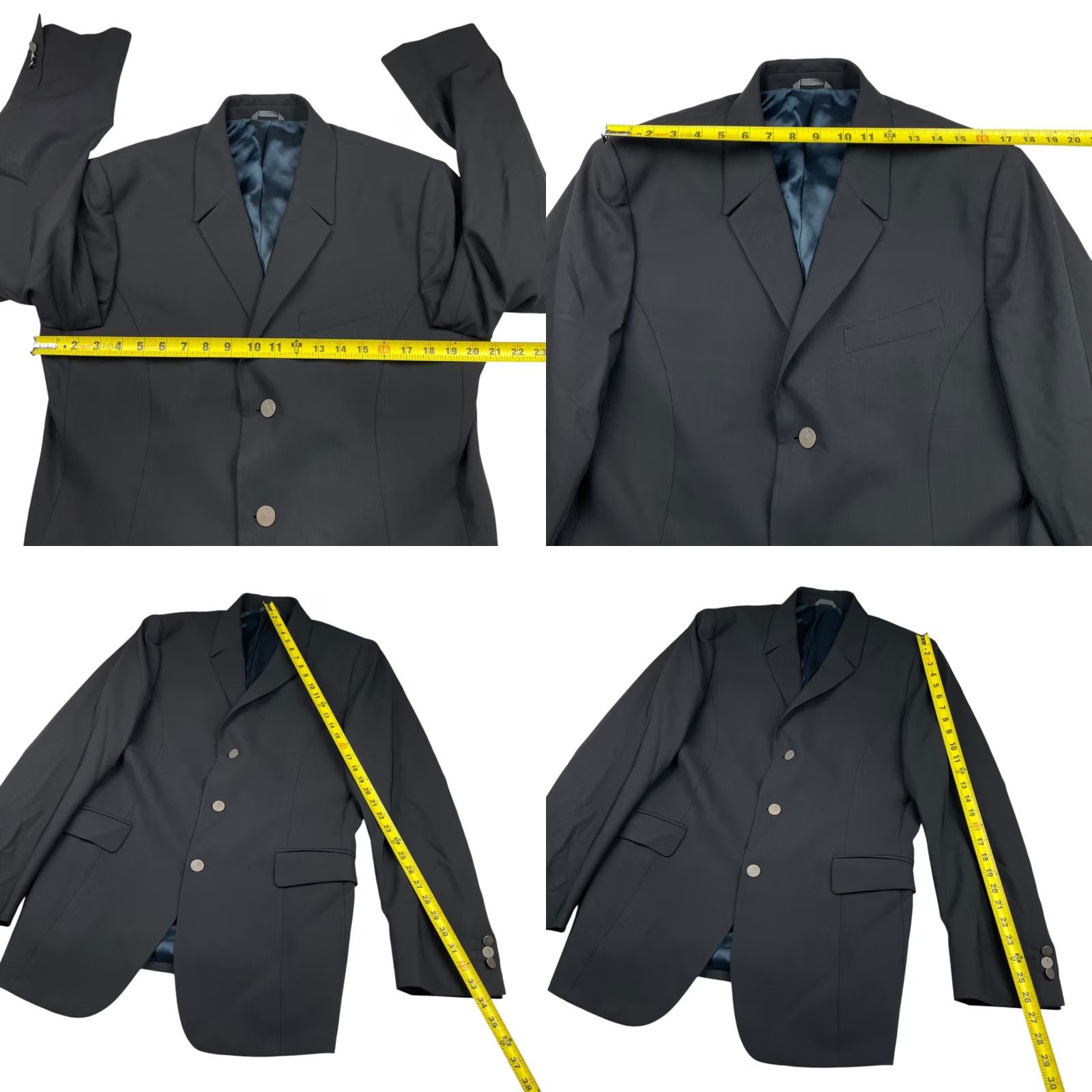 Thierry Mugler Thierry Muggler Men’s Suit 2 Piece Black 100% Wool 3-Button Blazer Flat Front Pants Long 42L US 52 EU Mens Size 34R - 8 Thumbnail