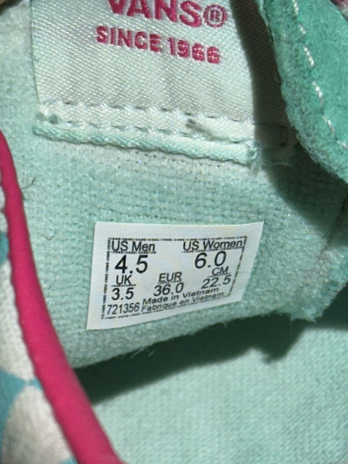 Vans Mint and Pink Sneakers Size 6 Size US 6 / IT 36 - 6 Thumbnail