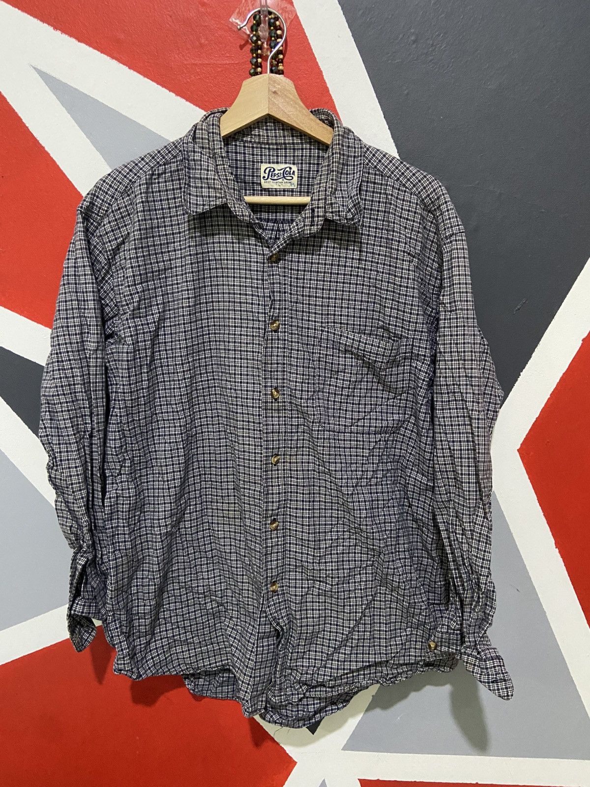 Pepsi Vintage Pepsi Cola Plaid Flannel Shirt 👕 Size US L / EU 52-54 / 3 - 1 Thumbnail