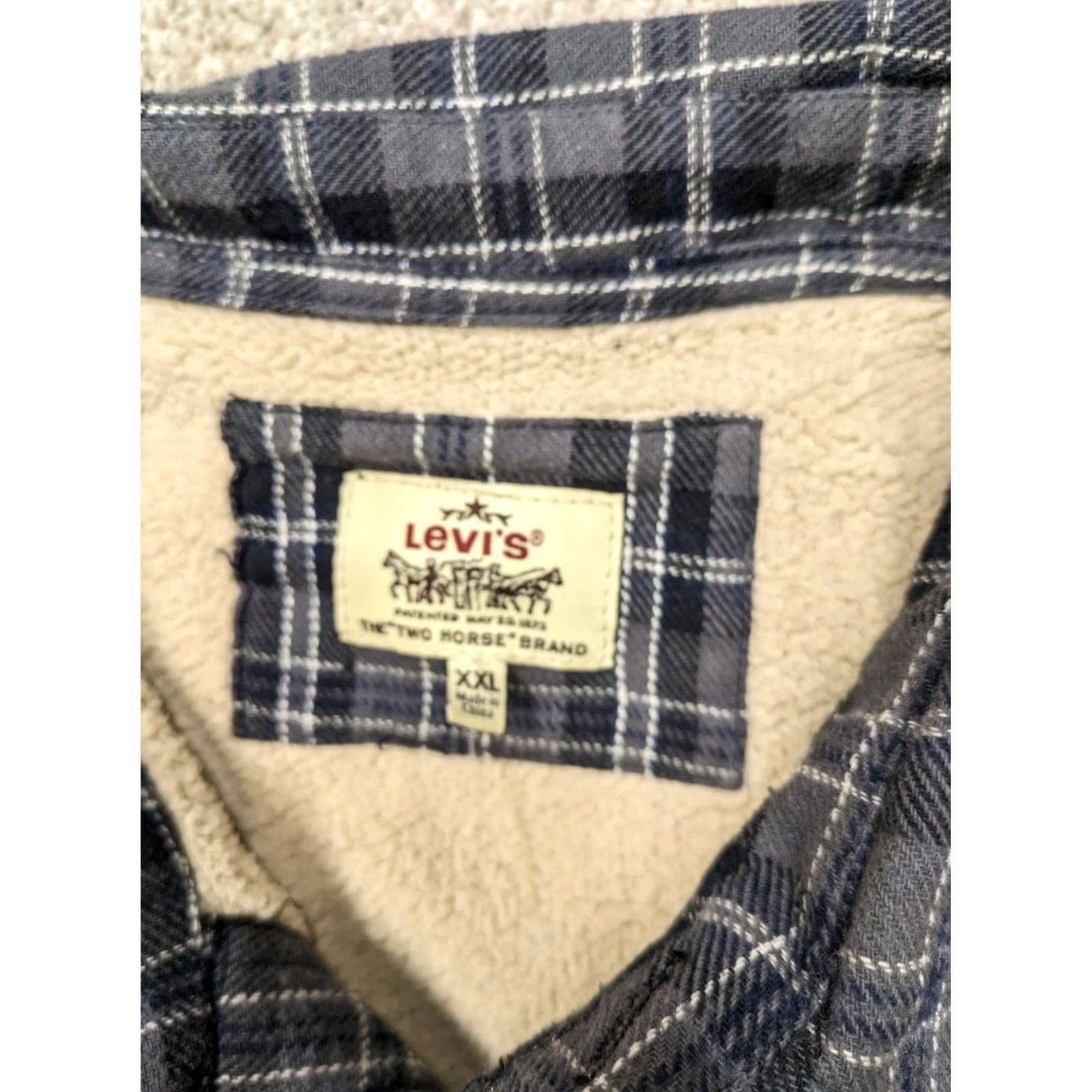 Levi's Levi's Men XXL Flannel Jacket Shackleton Shacket Sherpa Lined Plaid Black Button Size US XXL / EU 58 / 5 - 4 Thumbnail