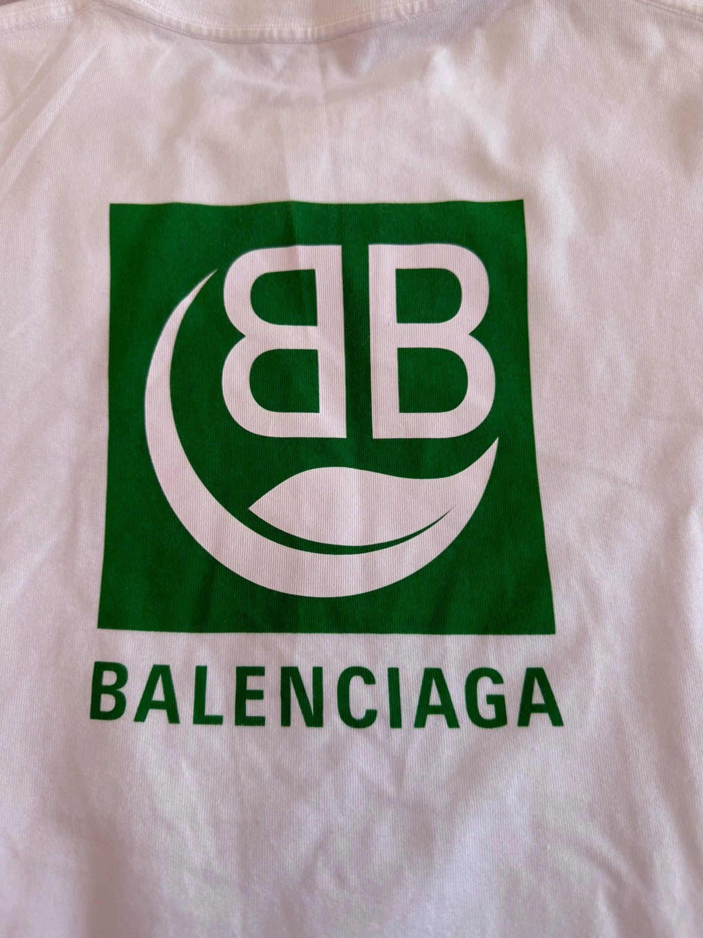 Balenciaga Balenciaga White Green Logo Oversized Short Sleeve T-shirt M Size US M / EU 48-50 / 2 - 3 Thumbnail