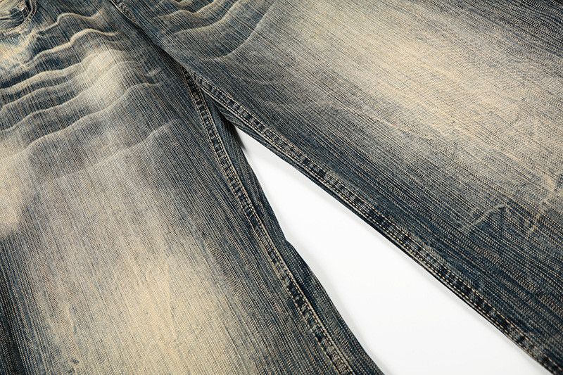 Vintage American whiskered washed distressed scimitar jeans for men Size US 32 / EU 48 - 4 Thumbnail