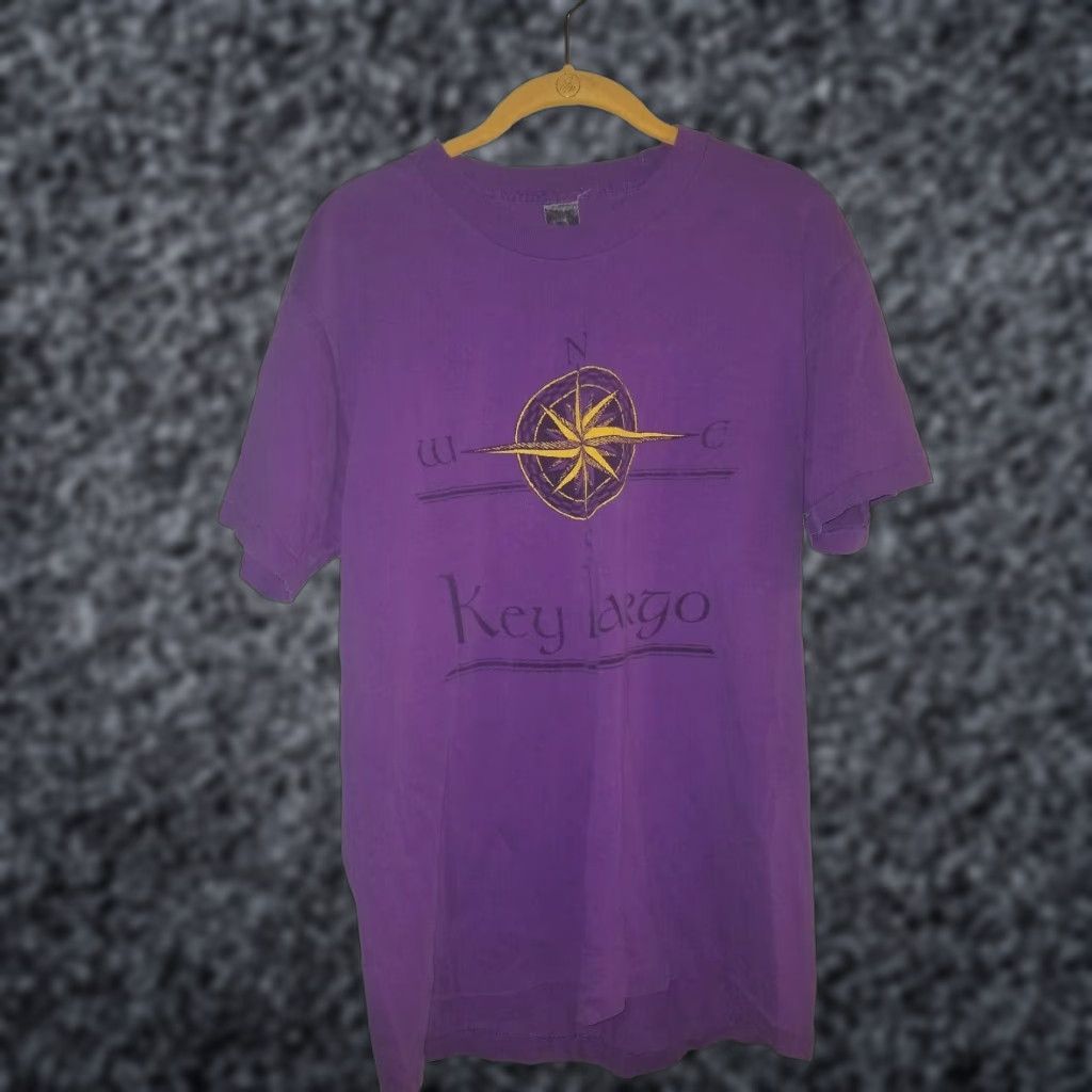 Fruit Of The Loom VINTAGE Mens L KEY LARGO Purple Compass T Shirt 90s 1990s Graphic Tee Short Sleeve Size US L / EU 52-54 / 3 - 1 Thumbnail