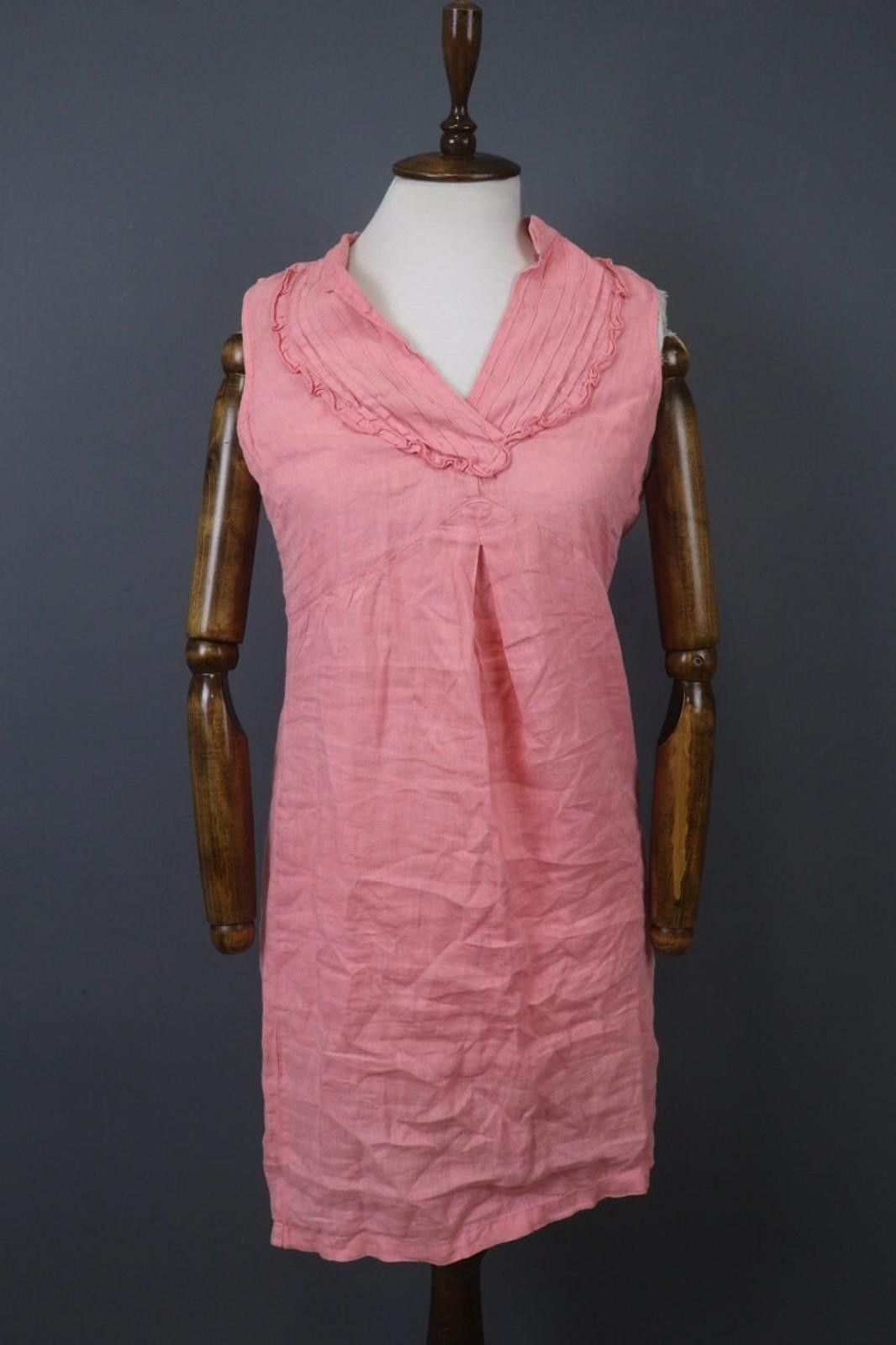 120% Lino 120% Lino Pink Ruffled Trim V-Neck Sheath Dress Size 40 Size M / US 6-8 / IT 42-44 - 1 Thumbnail