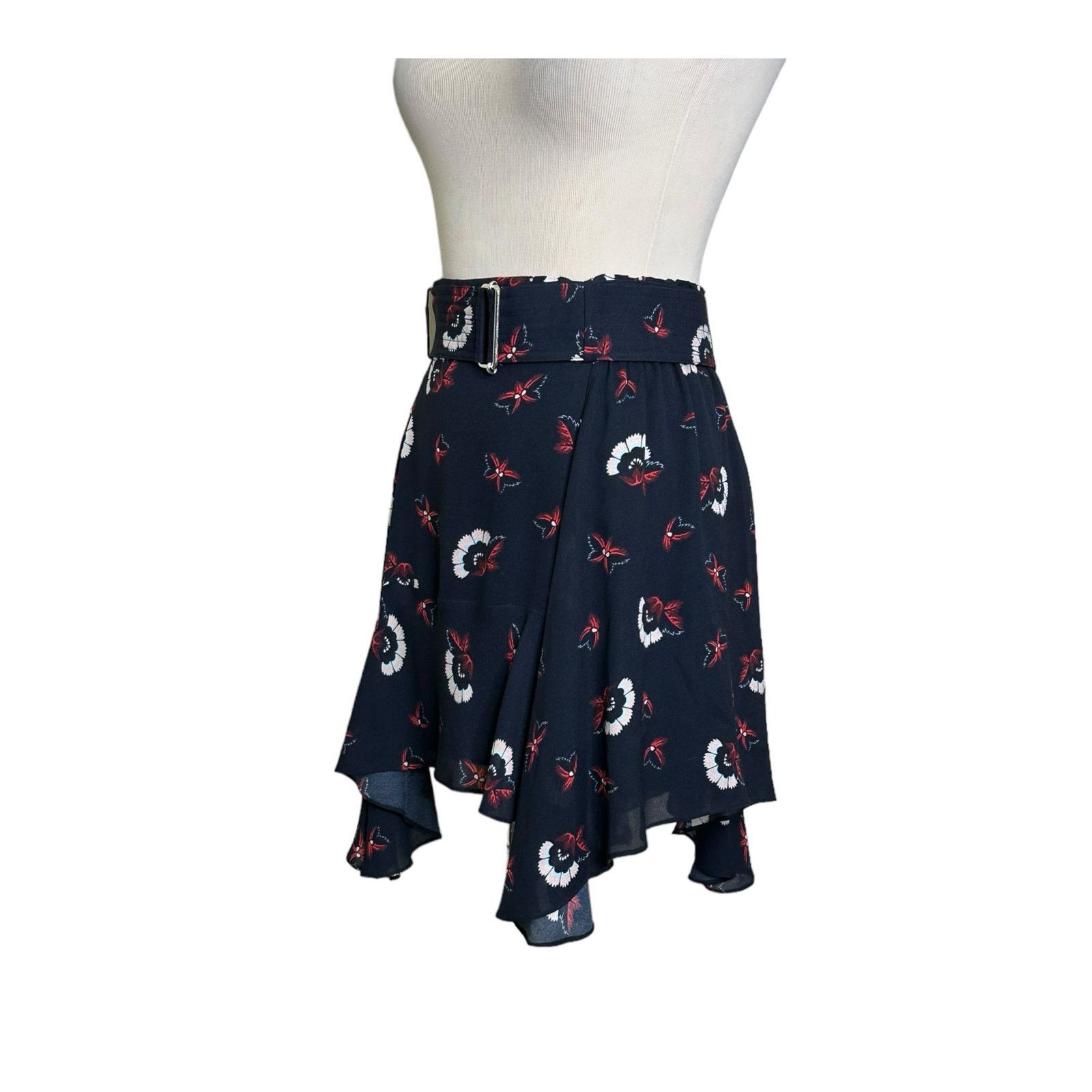 A.L.C. A.L.C blue floral belted handkerchief mini skirt size 2 Size 26" / US 2 / IT 38 - 12 Thumbnail