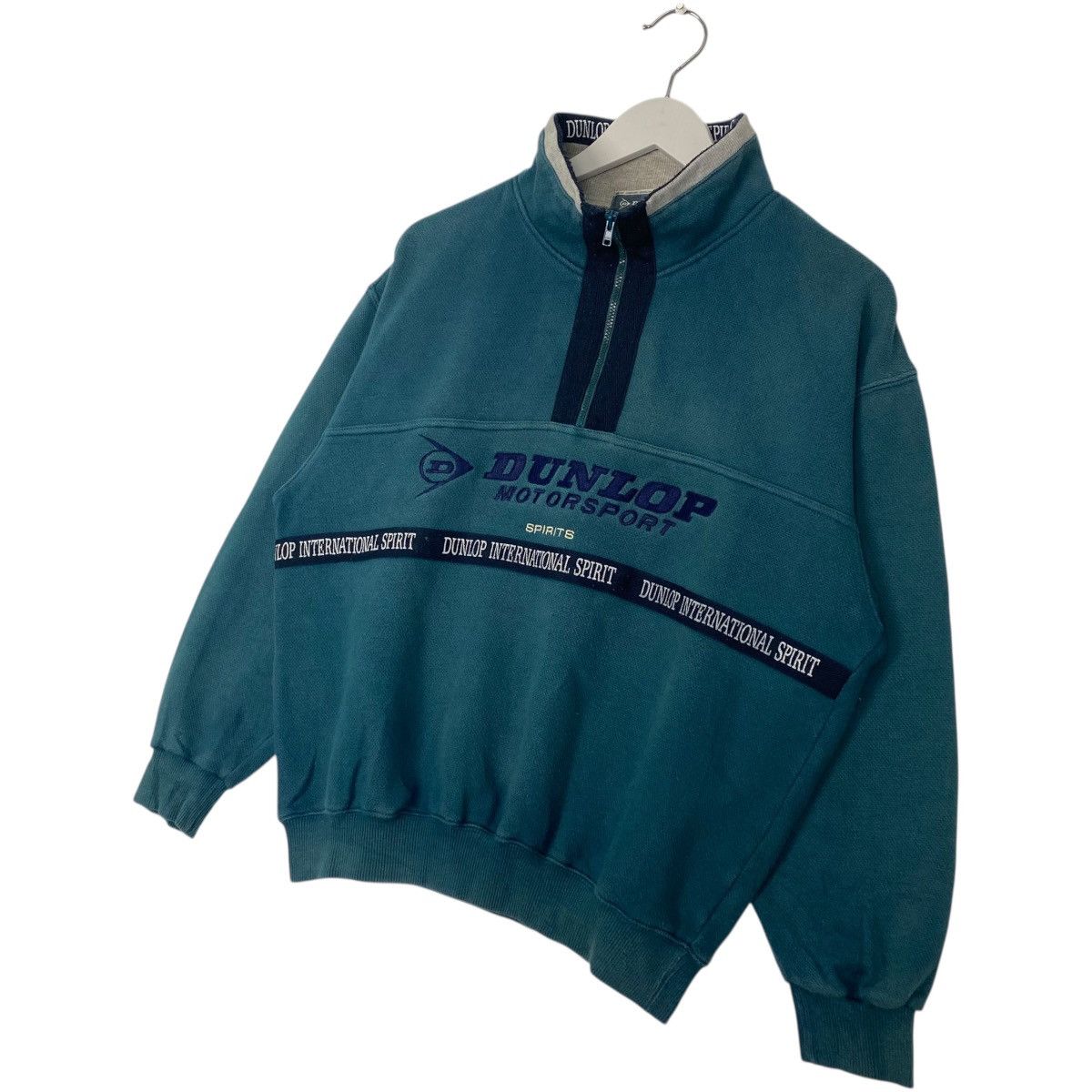 Vintage Vintage Dunlop Motorsport Quater Zip Sweatshirt Logo Green Size US M / EU 48-50 / 2 - 2 Thumbnail