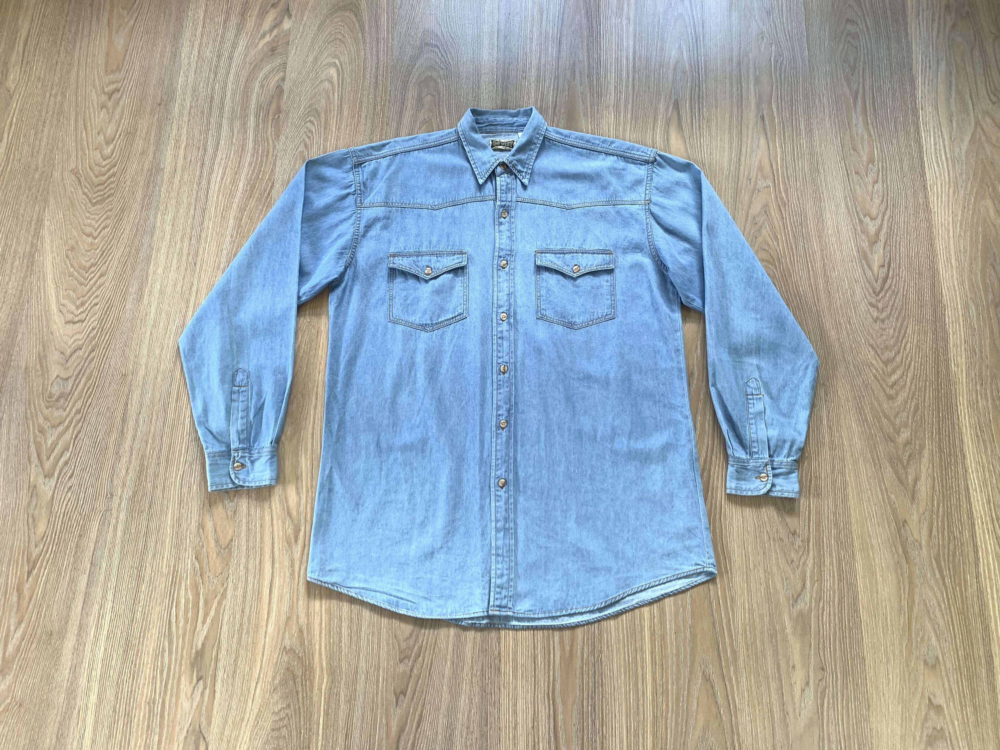 Other Vintage Go West Light Blue Western Denim Shirt Size US M / EU 48-50 / 2 - 1 Thumbnail